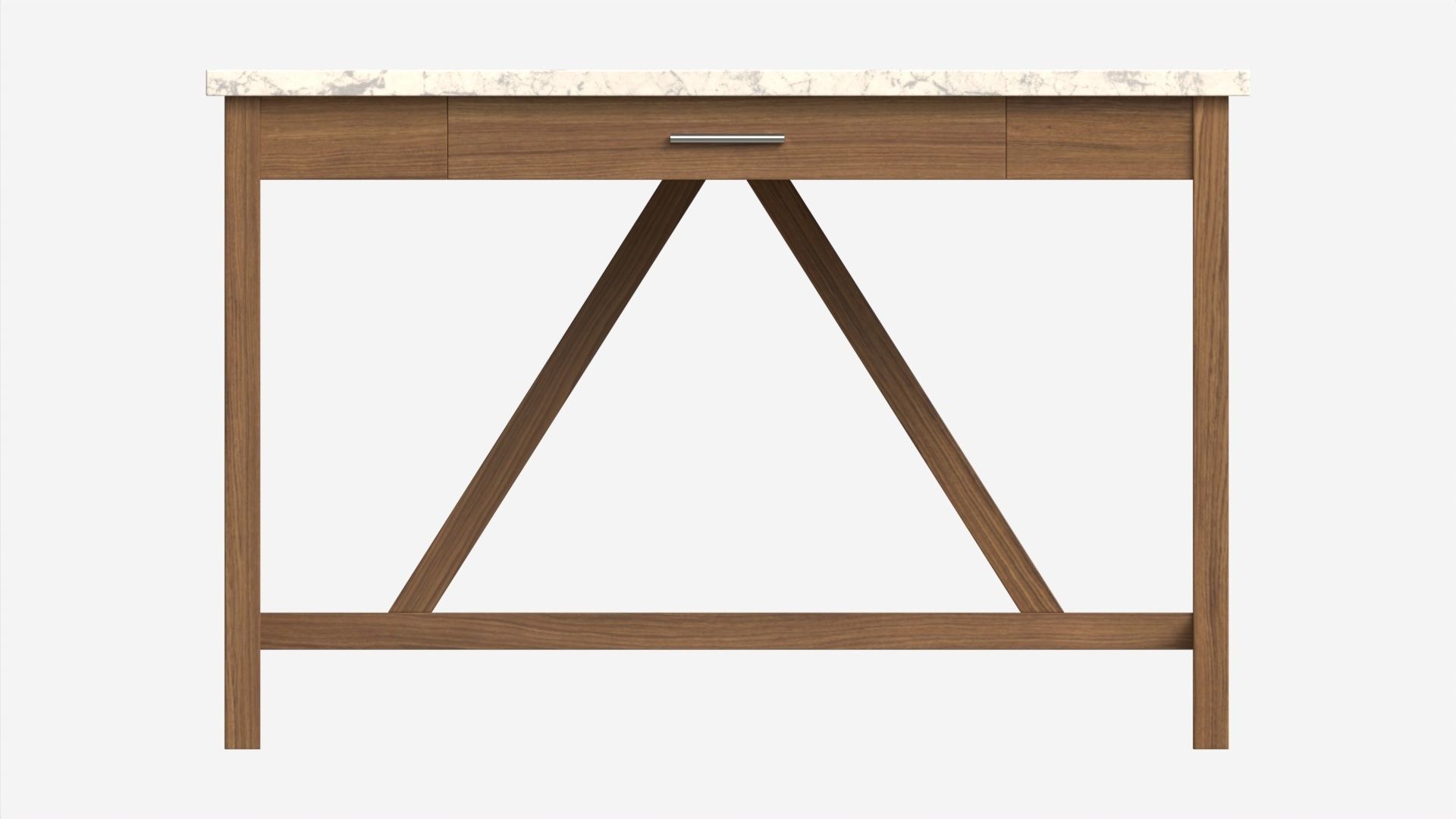 Wood Computer Writing Desk 3D model_4