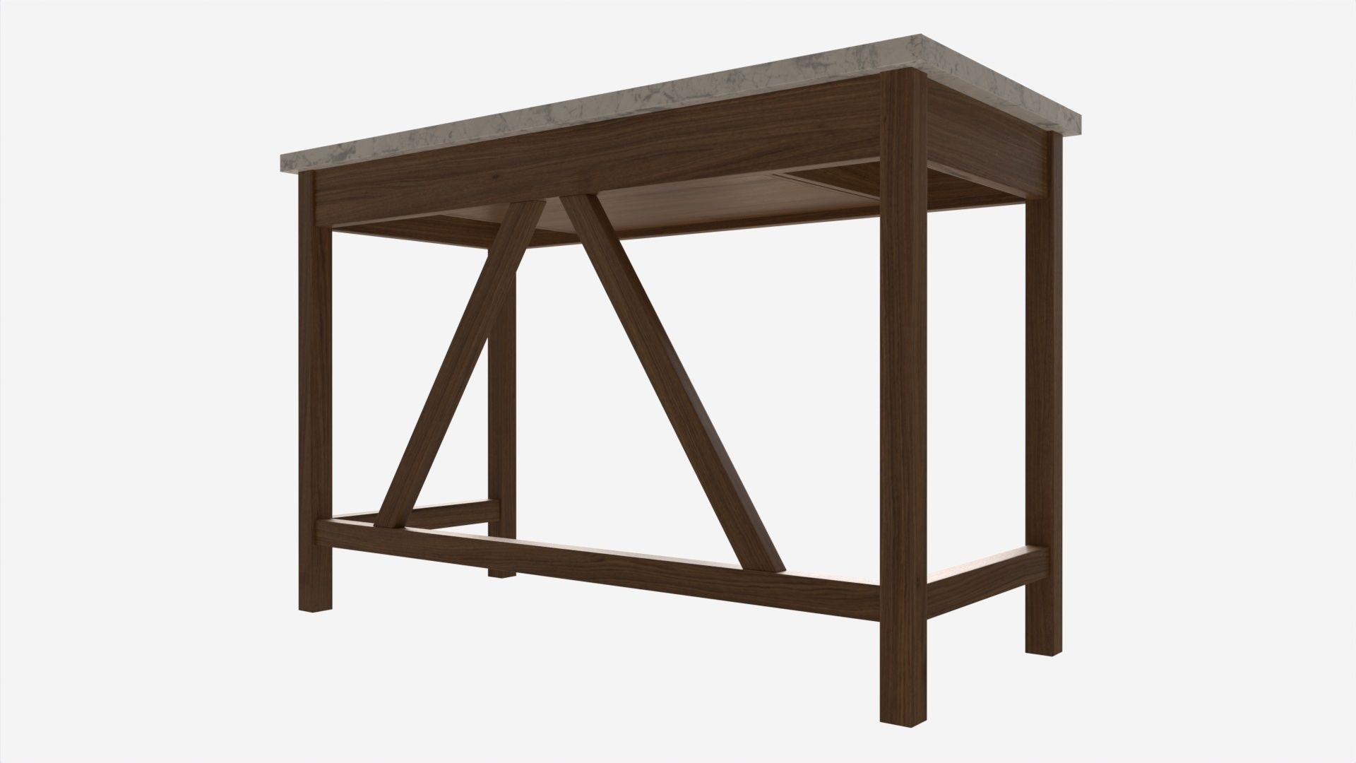 Wood Computer Writing Desk 3D model_1