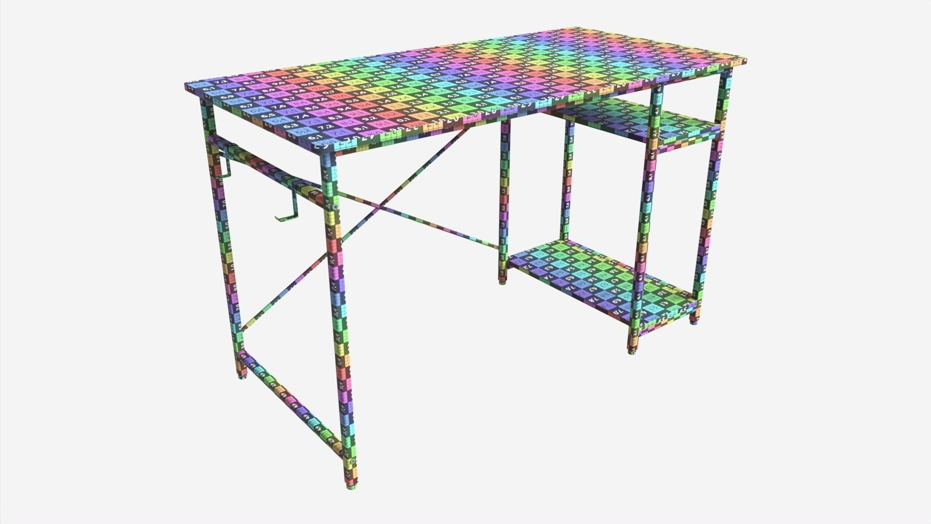Writing Computer Desk with 2 Shelves 3D model_7