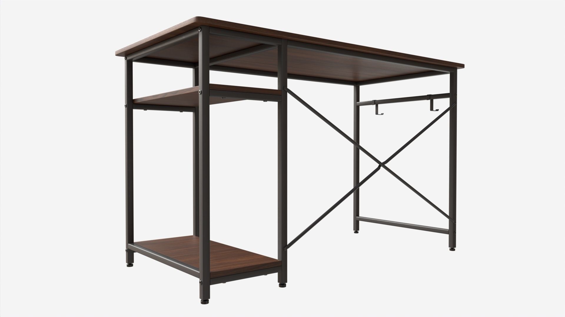 Writing Computer Desk with 2 Shelves 3D model_1
