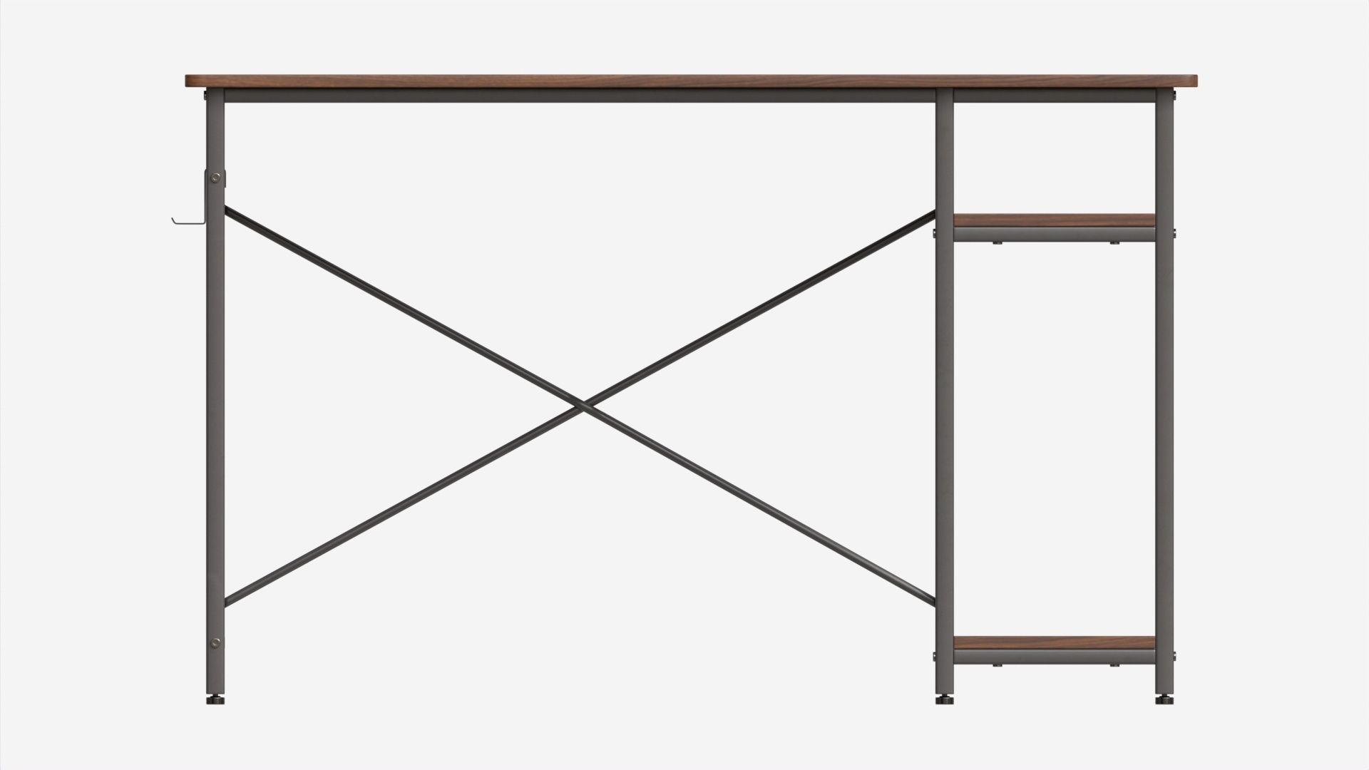 Writing Computer Desk with 2 Shelves 3D model_4