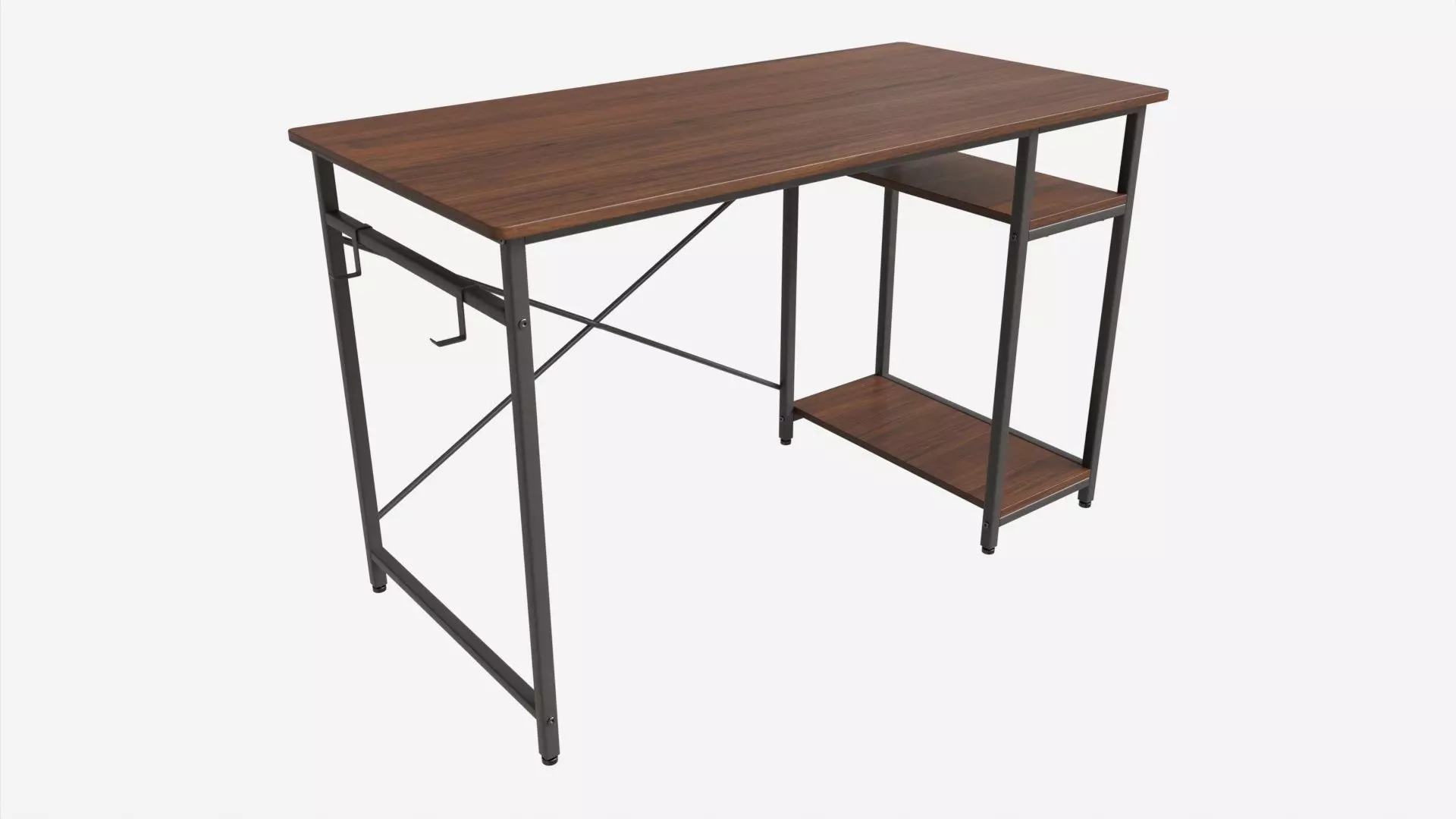 Writing Computer Desk with 2 Shelves 3D model_0