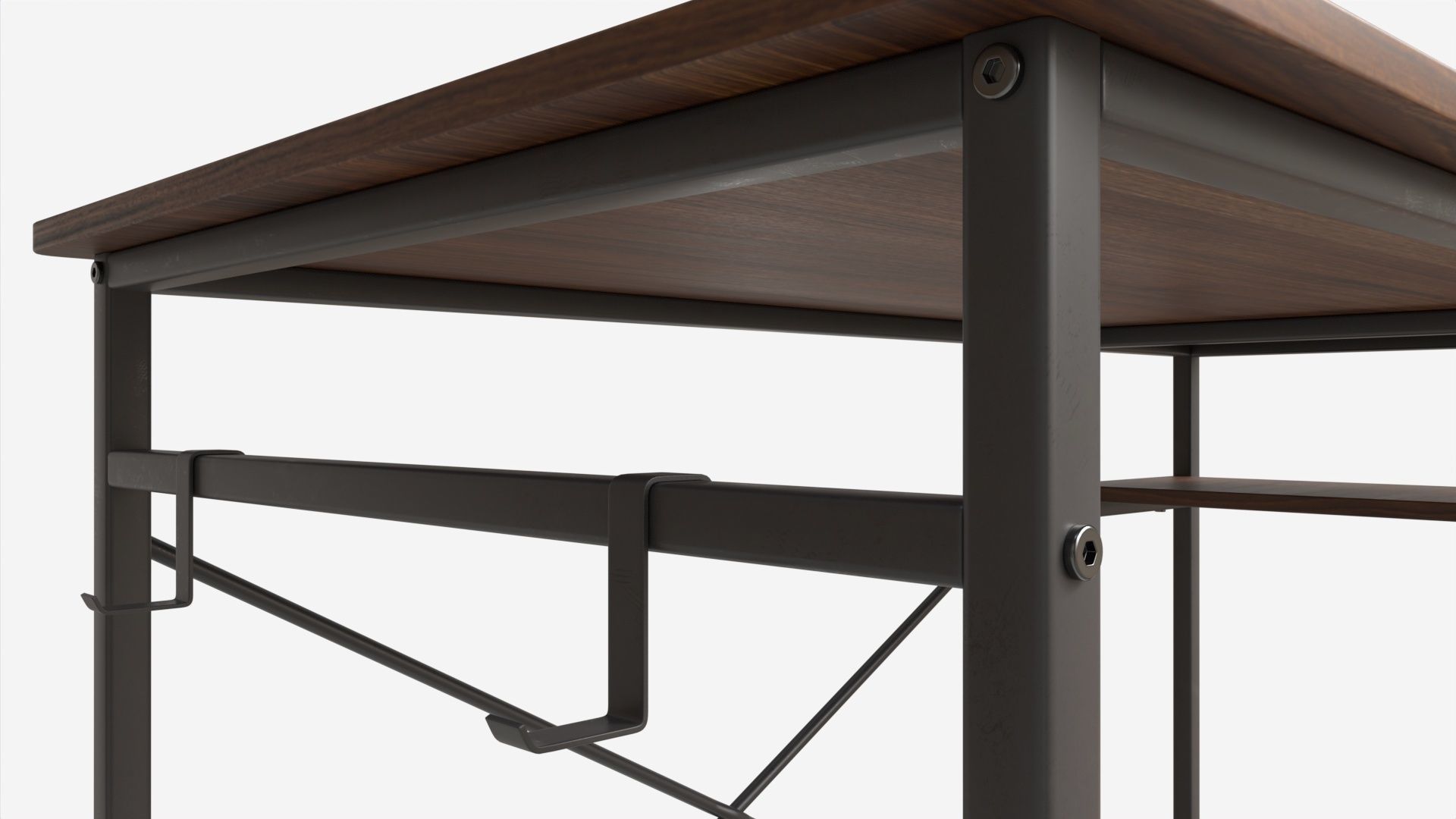 Writing Computer Desk with 2 Shelves 3D model_3