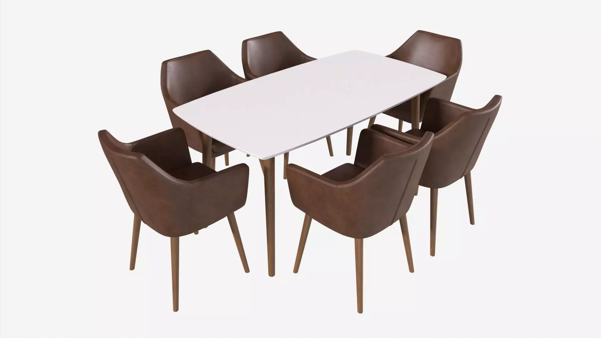 Dining set Nagano table 6 chairs 3D model_0