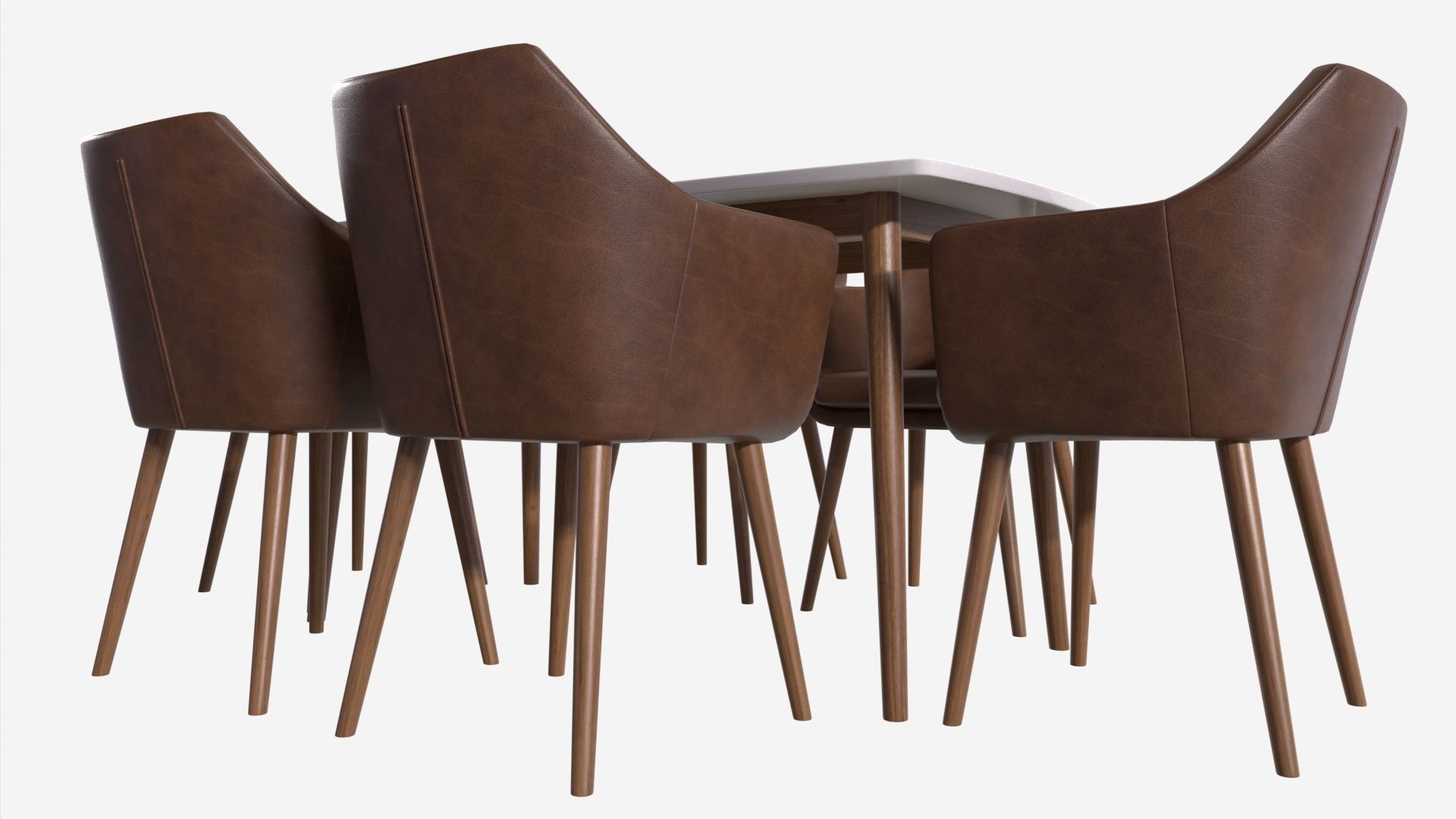 Dining set Nagano table 6 chairs 3D model_1