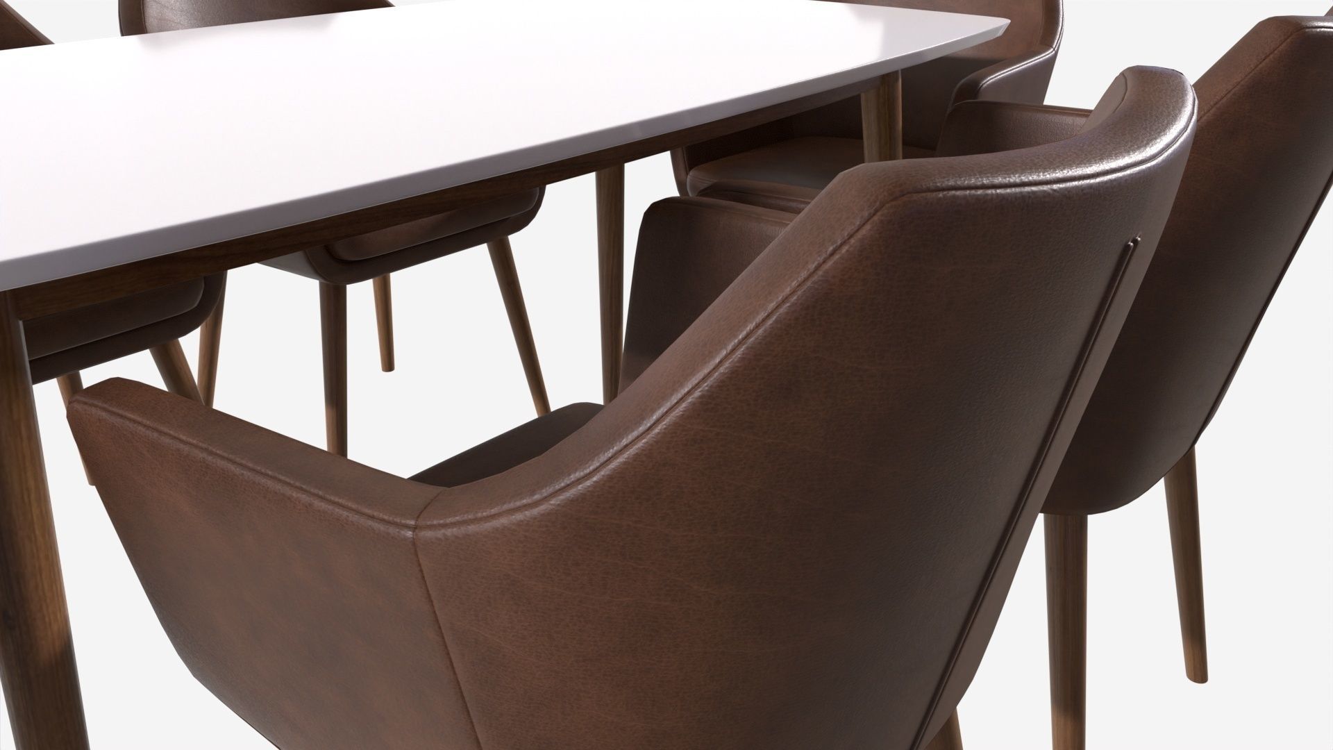 Dining set Nagano table 6 chairs 3D model_3