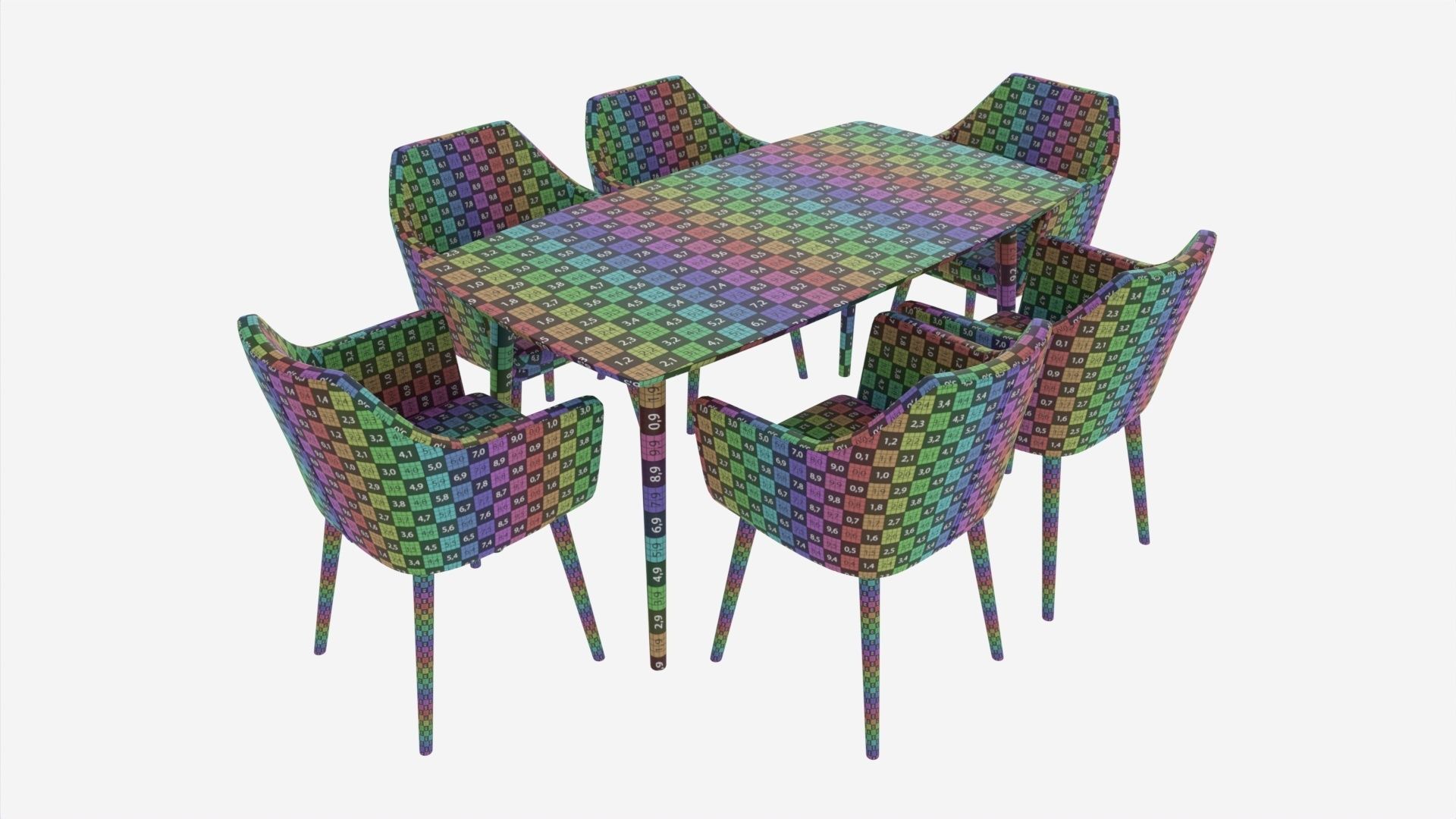 Dining set Nagano table 6 chairs 3D model_7