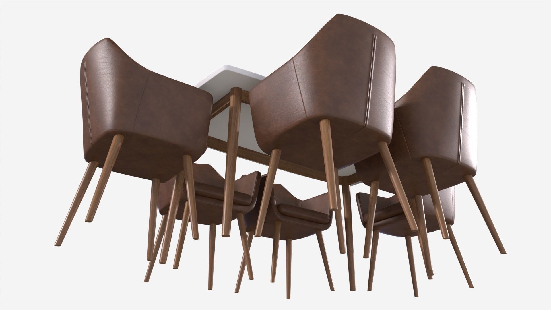 Dining set Nagano table 6 chairs 3D model_2