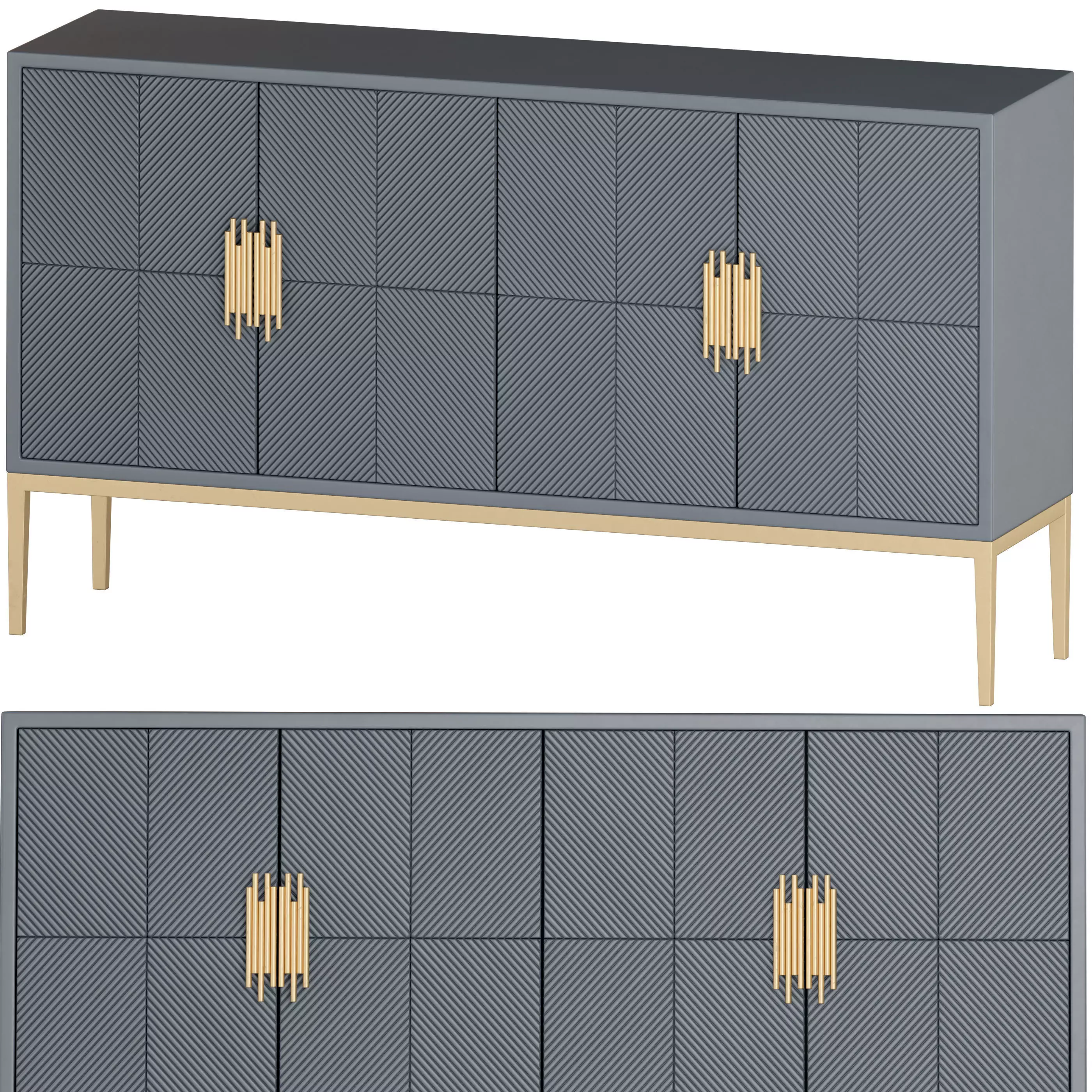 Corason Blue Solid Wood Storage Cabinet 3D model_0