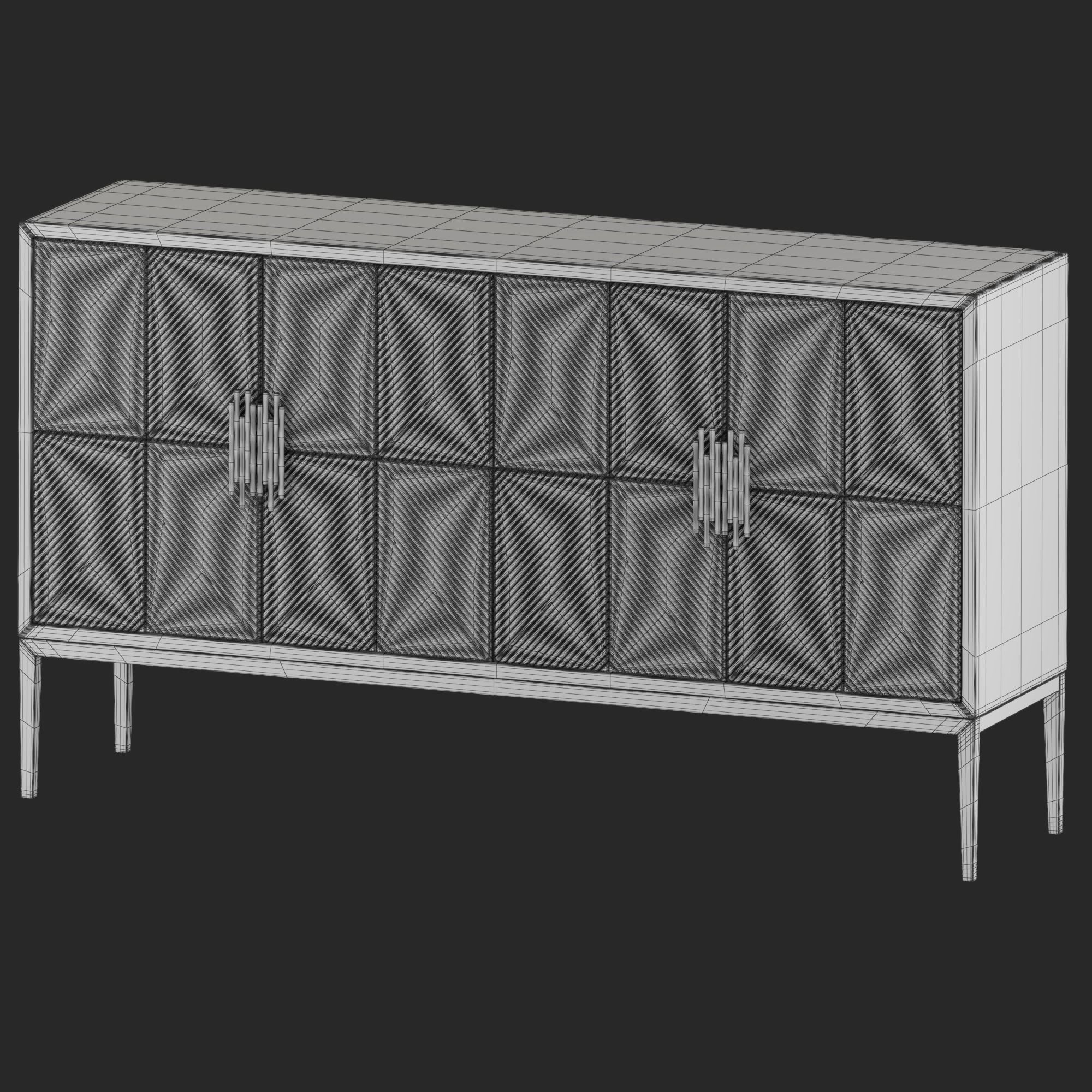 Corason Blue Solid Wood Storage Cabinet 3D model_2
