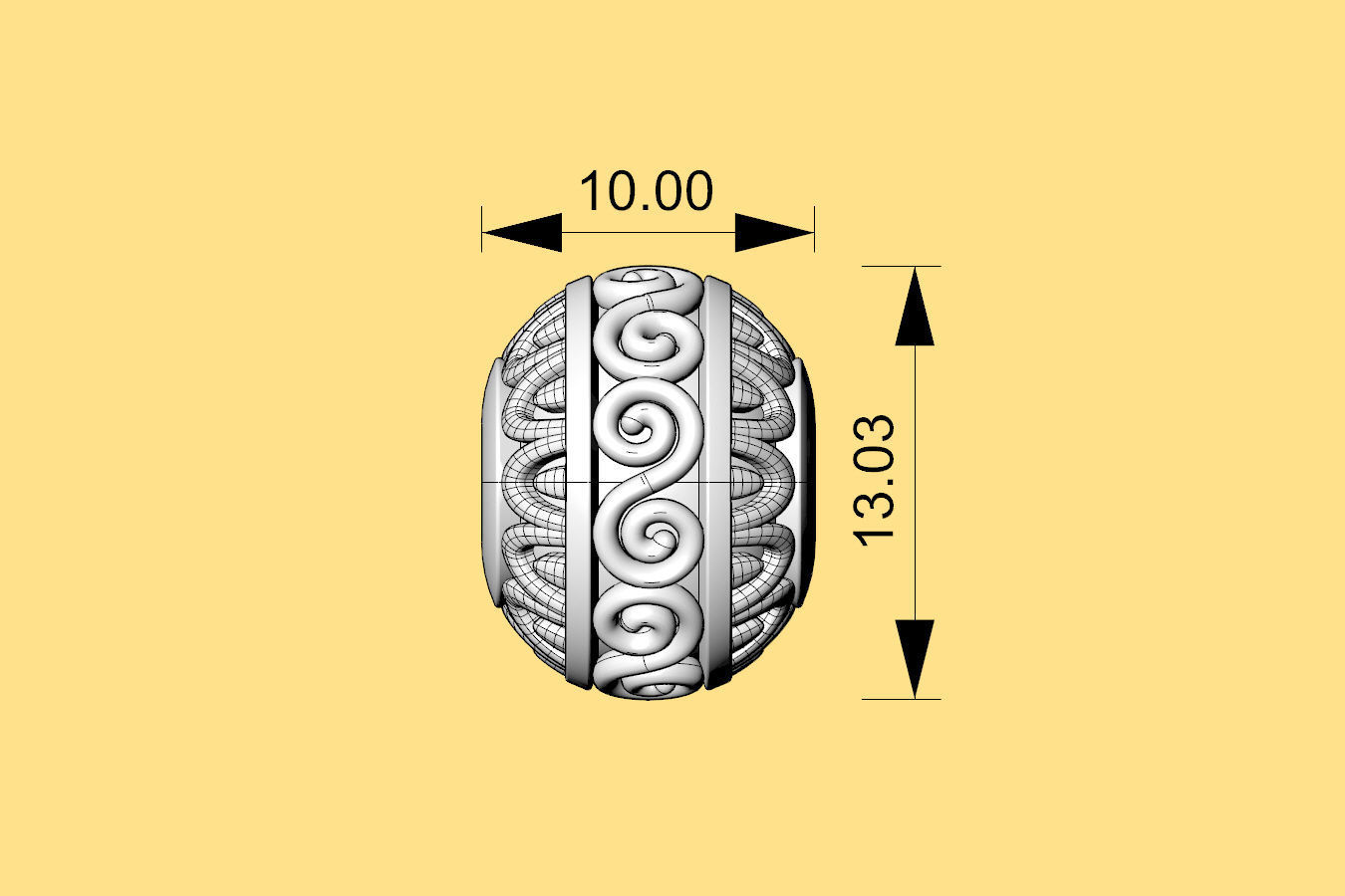 Bead For Charm Bracelet - Scroll Design - 4 hole sizes 3D print model_4