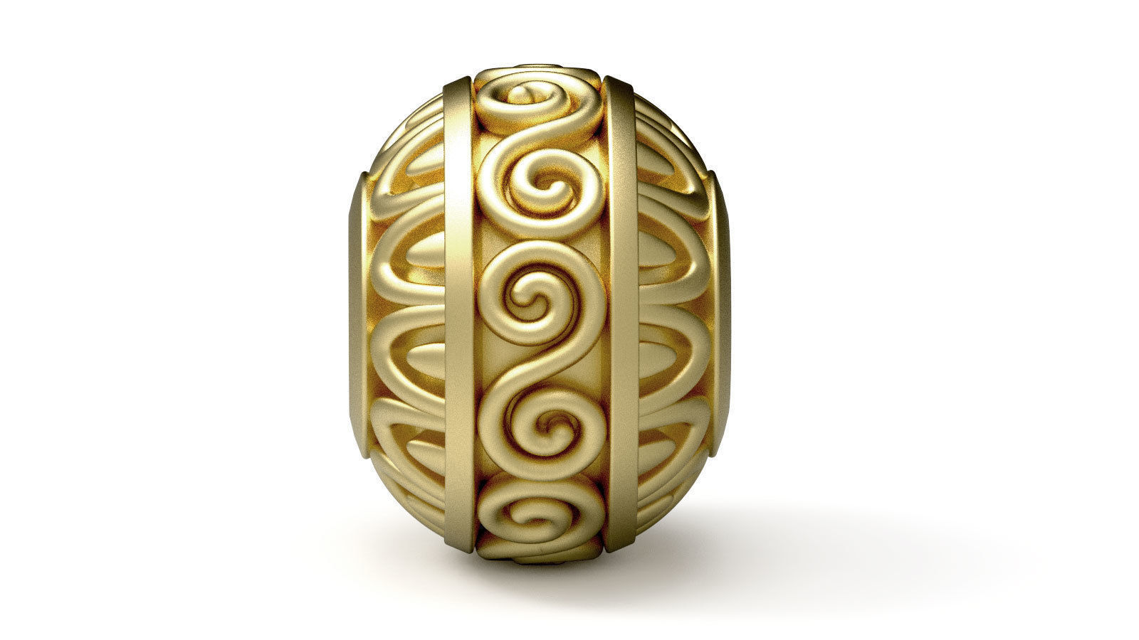 Bead For Charm Bracelet - Scroll Design - 4 hole sizes 3D print model_3