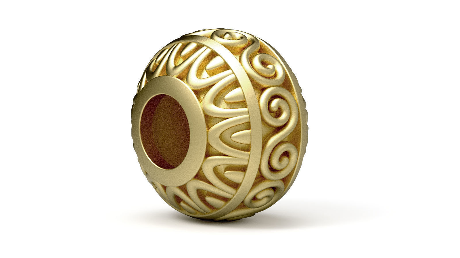 Bead For Charm Bracelet - Scroll Design - 4 hole sizes 3D print model_2