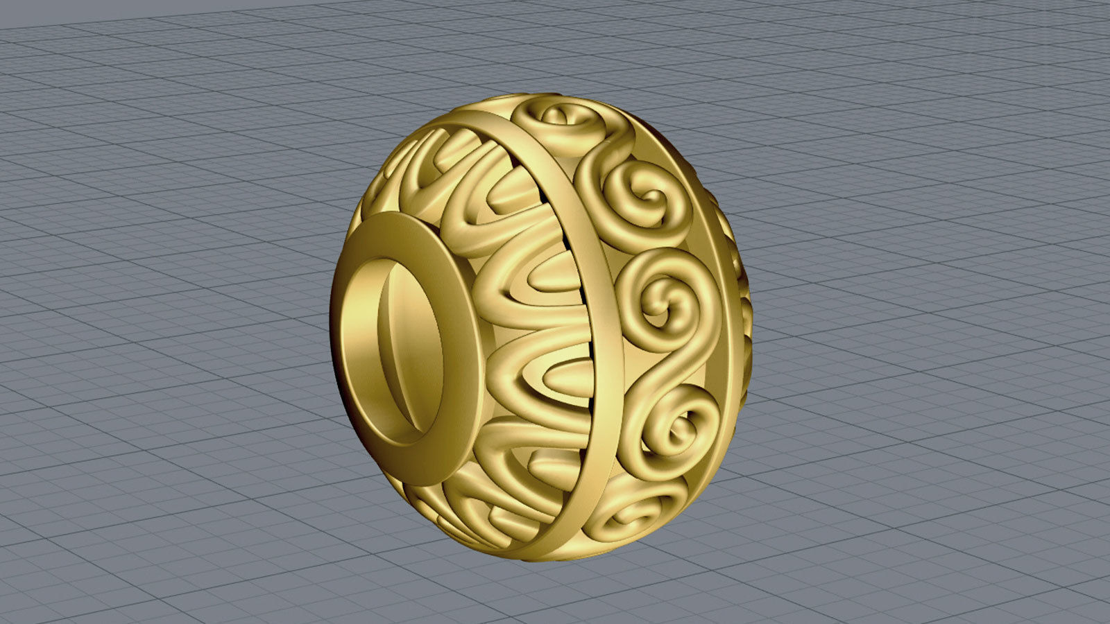 Bead For Charm Bracelet - Scroll Design - 4 hole sizes 3D print model_6