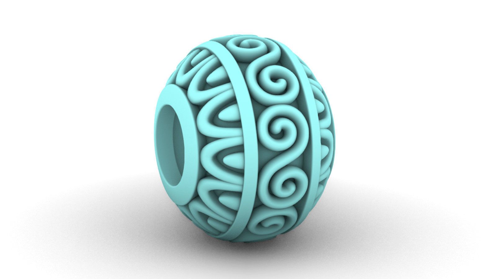 Bead For Charm Bracelet - Scroll Design - 4 hole sizes 3D print model_7