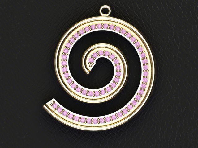 Spiral Pendant 3D print model_3