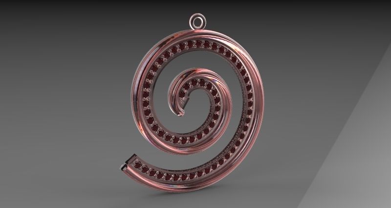 Spiral Pendant 3D print model_4