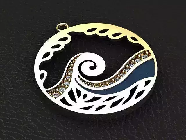 Ocean Set gold ring with diamonds