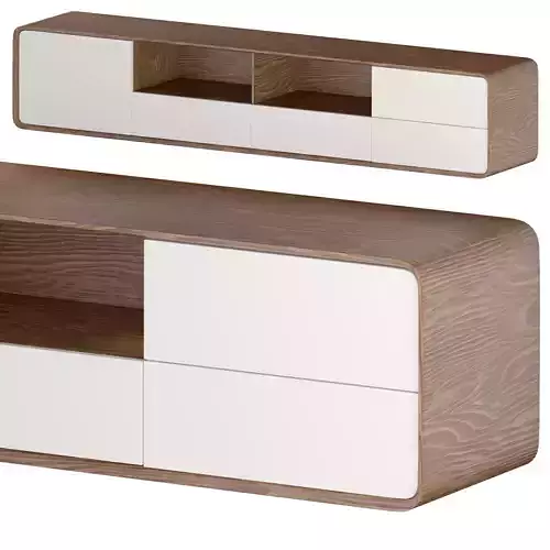 Modern Wood White TV Stand 3D model