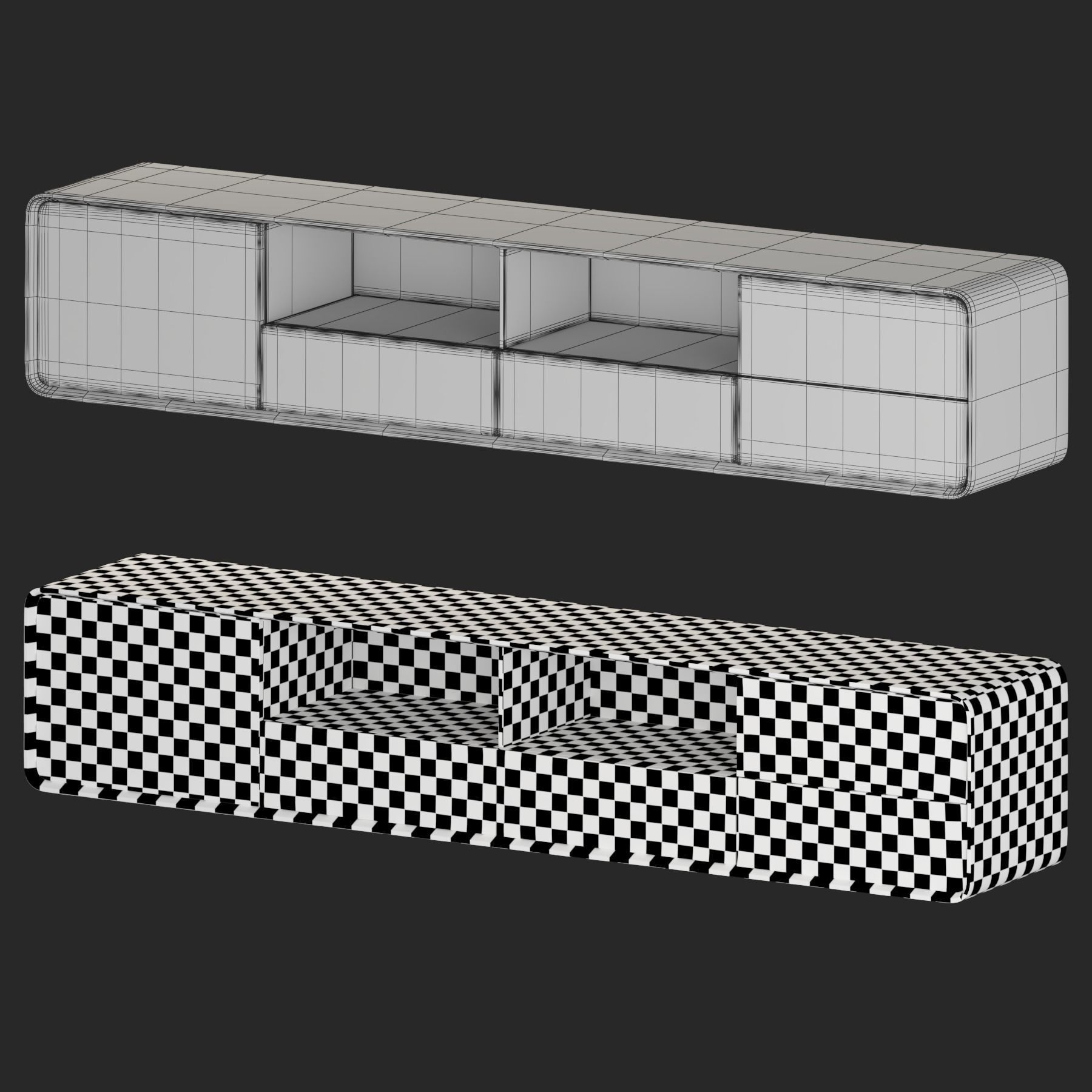 Modern Wood White TV Stand 3D model_1