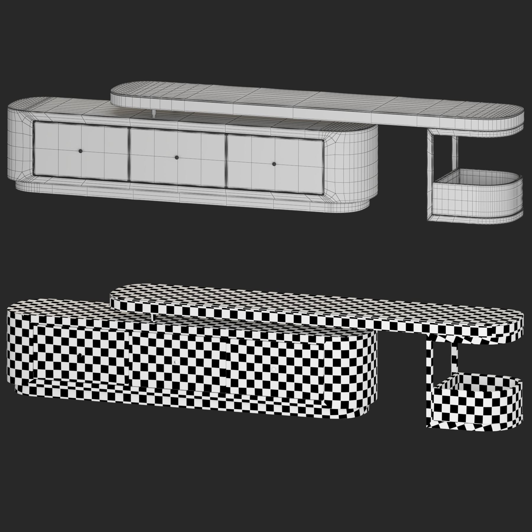 Minimalist Expandable Stone TV Stand 3D model_1