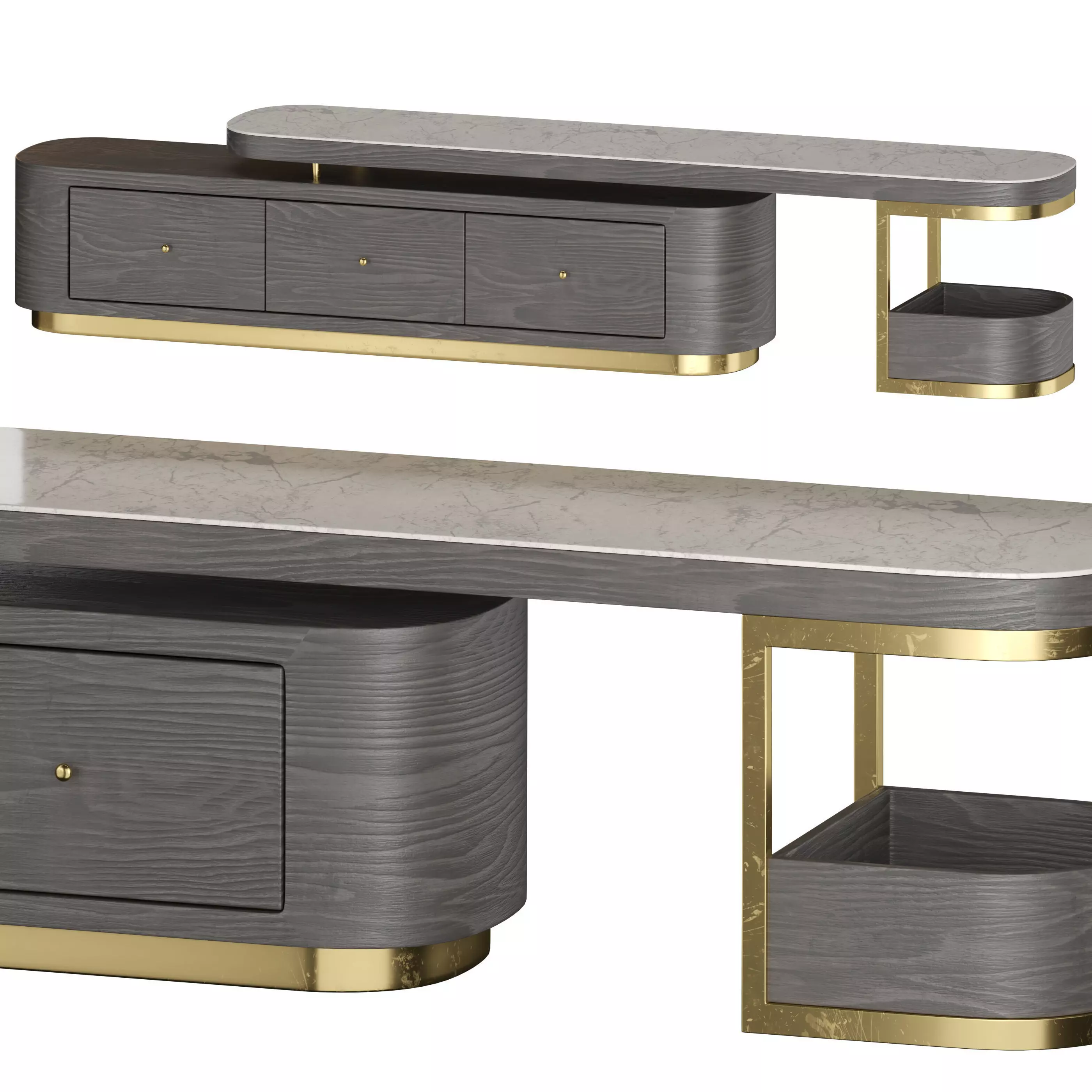 Minimalist Expandable Stone TV Stand 3D model_0