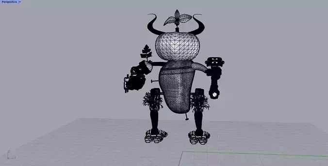 Vegie-Fruit-Scavenger robot with horns and pumpkin Free 3D model
