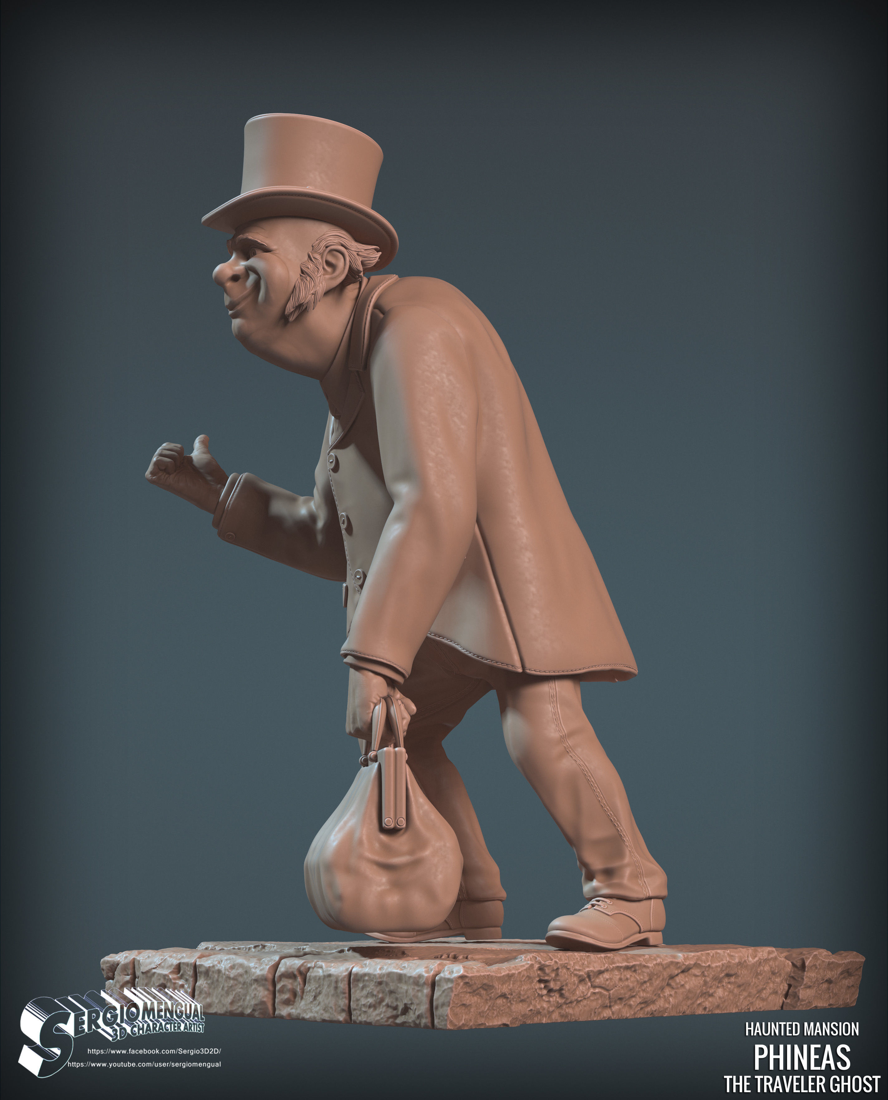 Haunted Mansion Phineas The Traveler Ghost 3D Printable Sculpt 3D print model_13