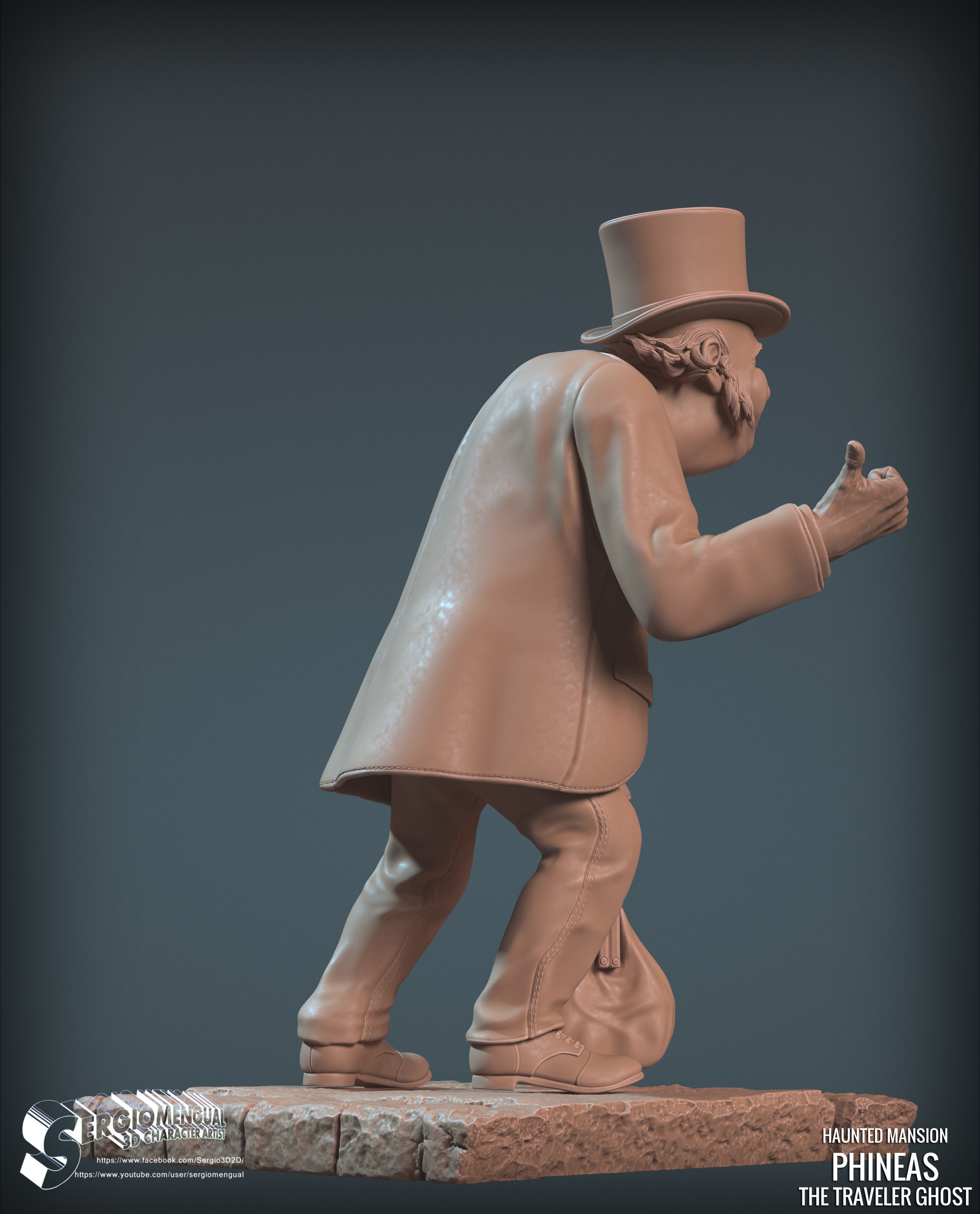 Haunted Mansion Phineas The Traveler Ghost 3D Printable Sculpt 3D print model_8