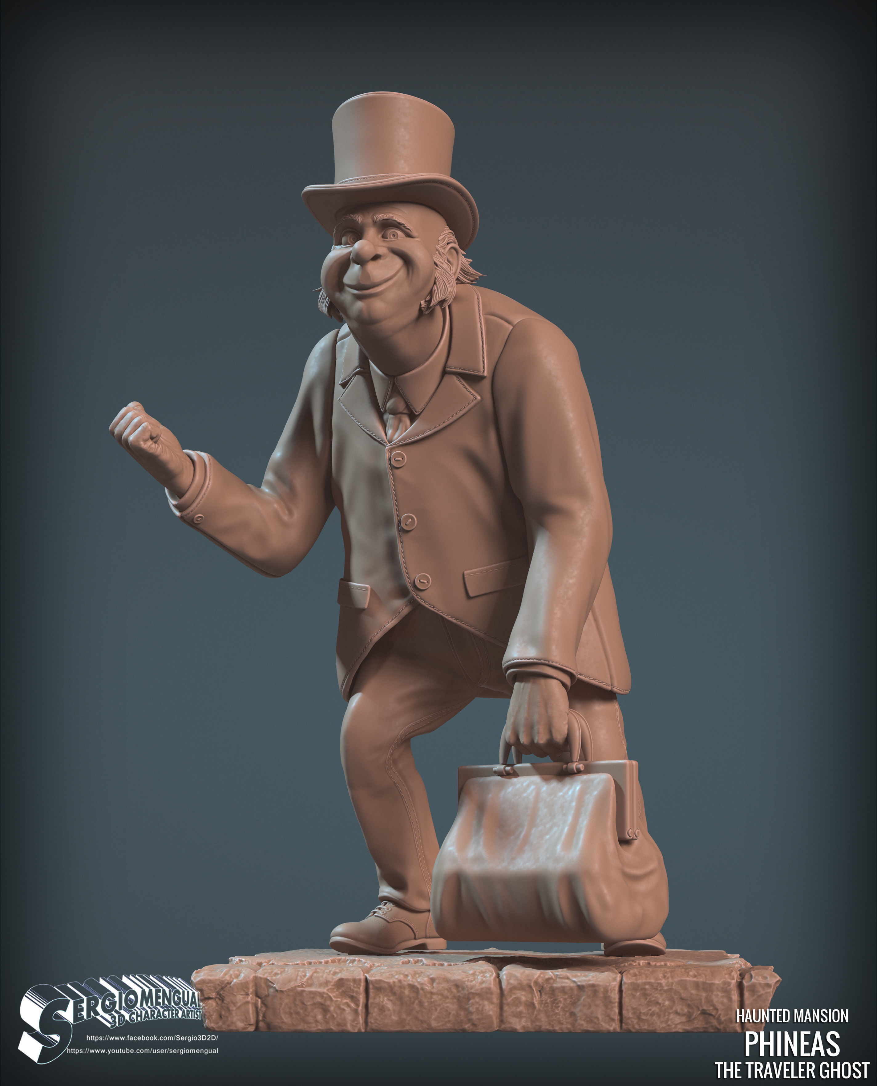 Haunted Mansion Phineas The Traveler Ghost 3D Printable Sculpt 3D print model_2