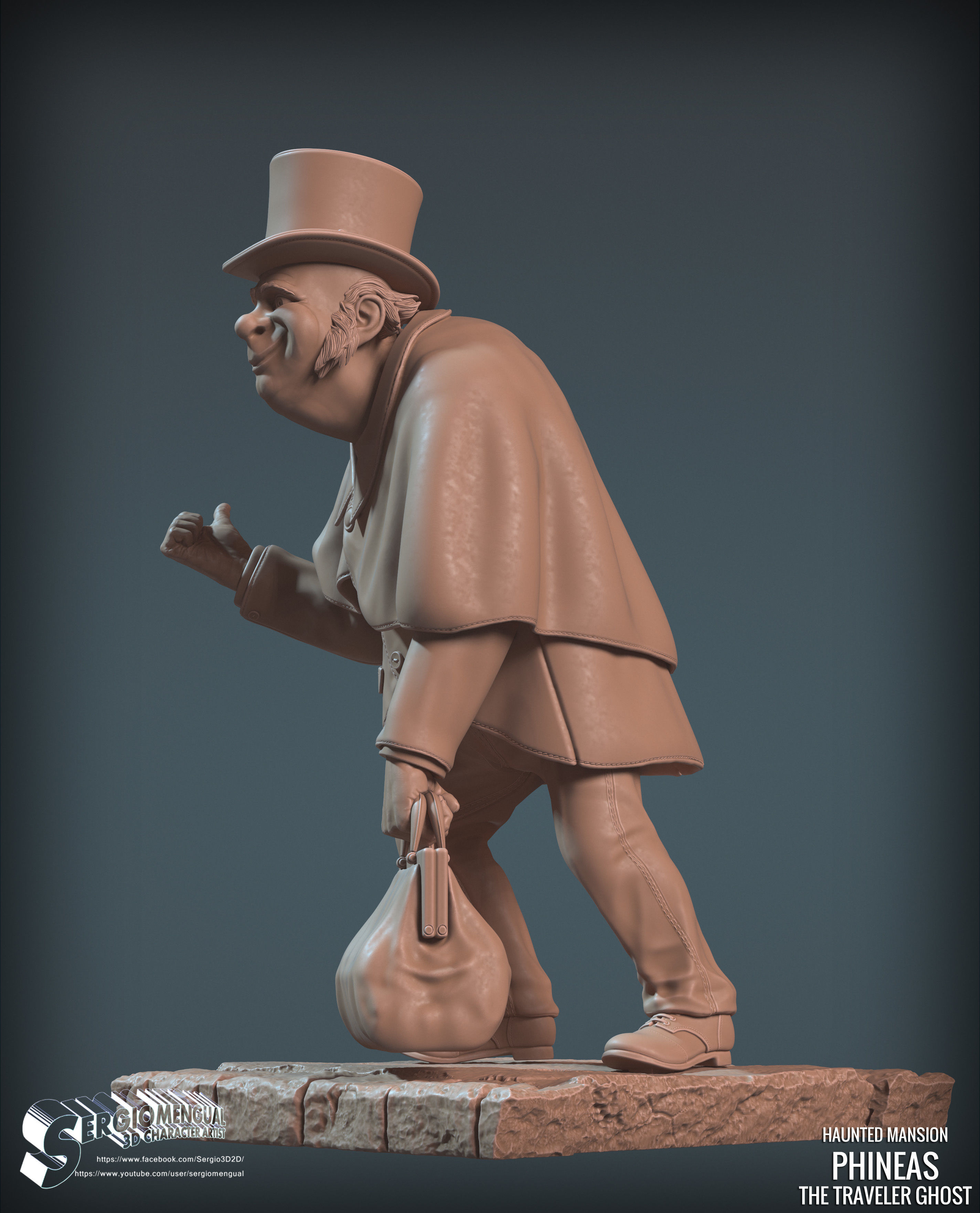 Haunted Mansion Phineas The Traveler Ghost 3D Printable Sculpt 3D print model_5