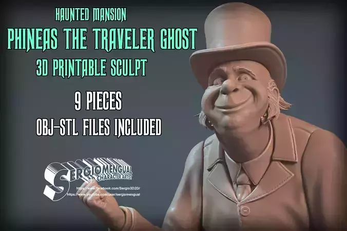 Haunted Mansion Phineas The Traveler Ghost 3D Printable Sculpt 3D print model