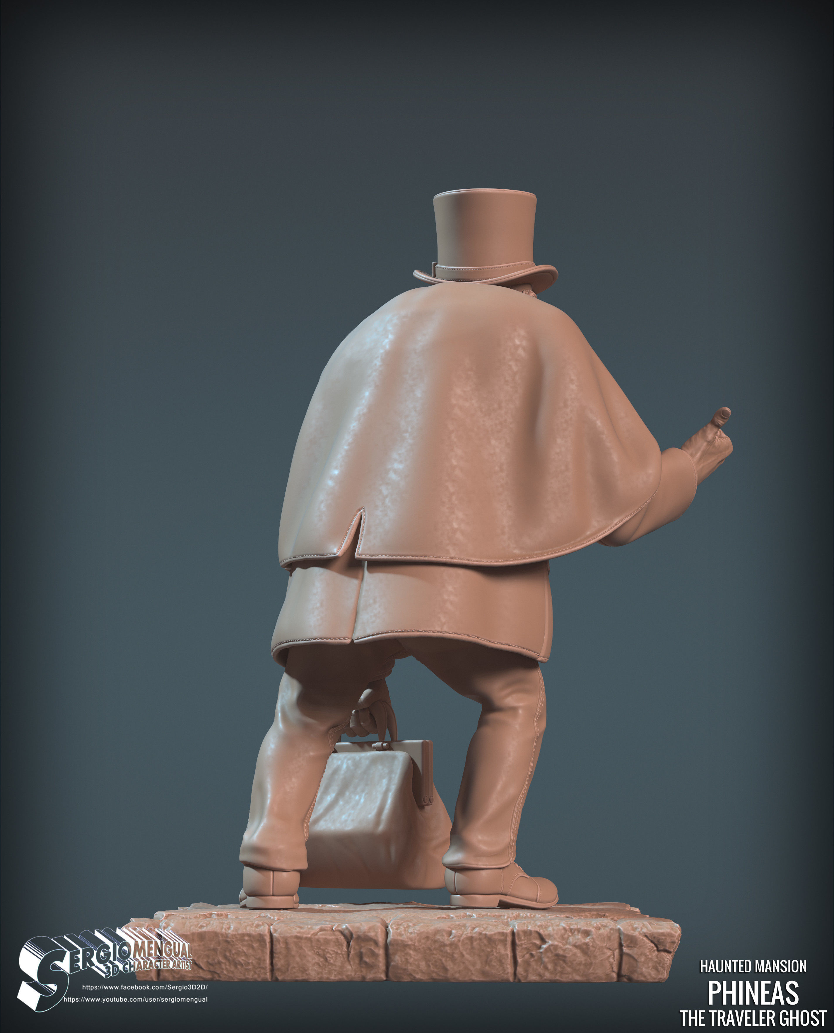 Haunted Mansion Phineas The Traveler Ghost 3D Printable Sculpt 3D print model_6
