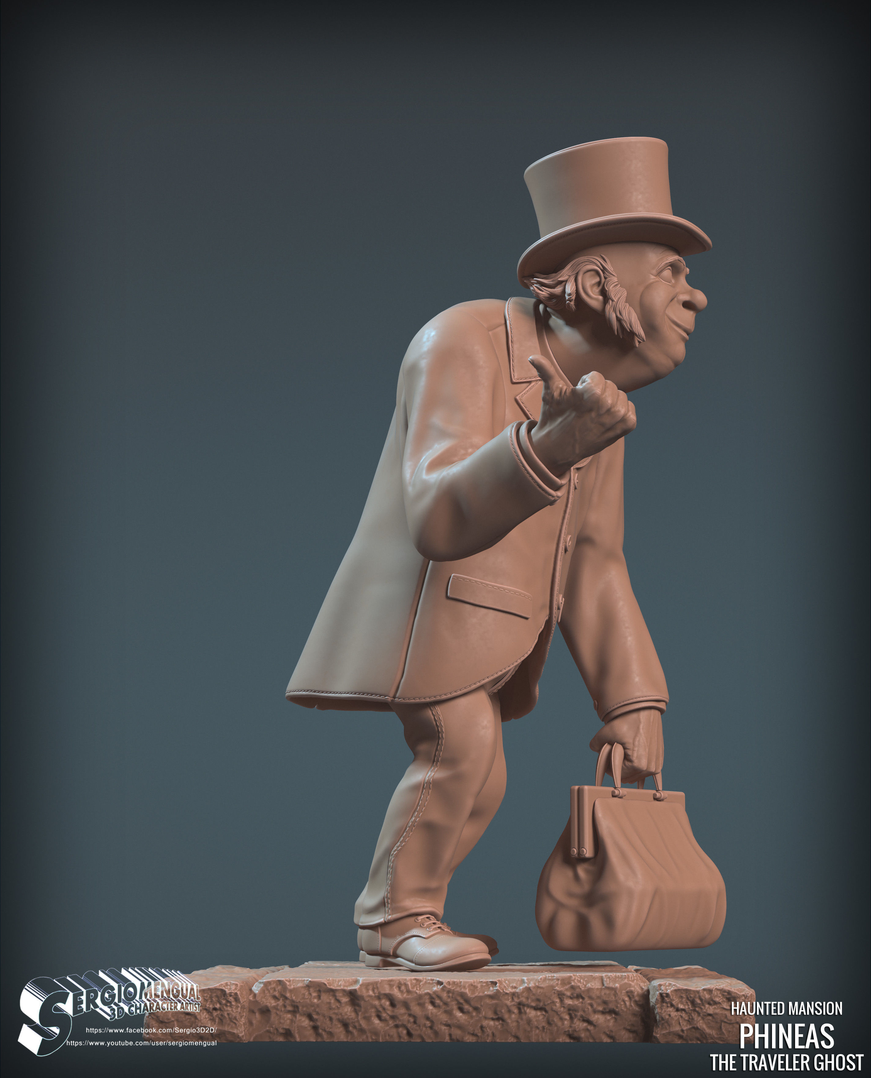 Haunted Mansion Phineas The Traveler Ghost 3D Printable Sculpt 3D print model_12