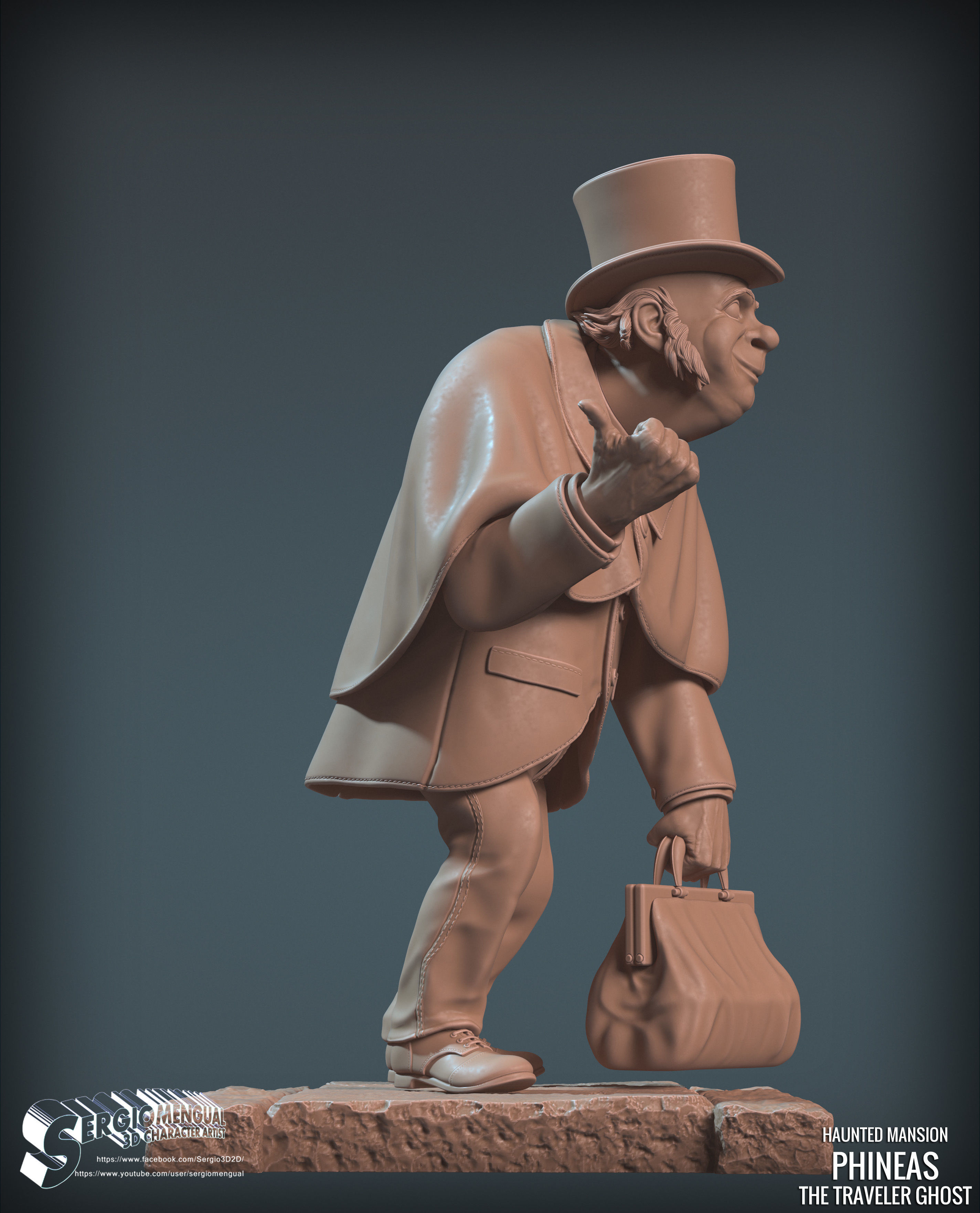 Haunted Mansion Phineas The Traveler Ghost 3D Printable Sculpt 3D print model_7