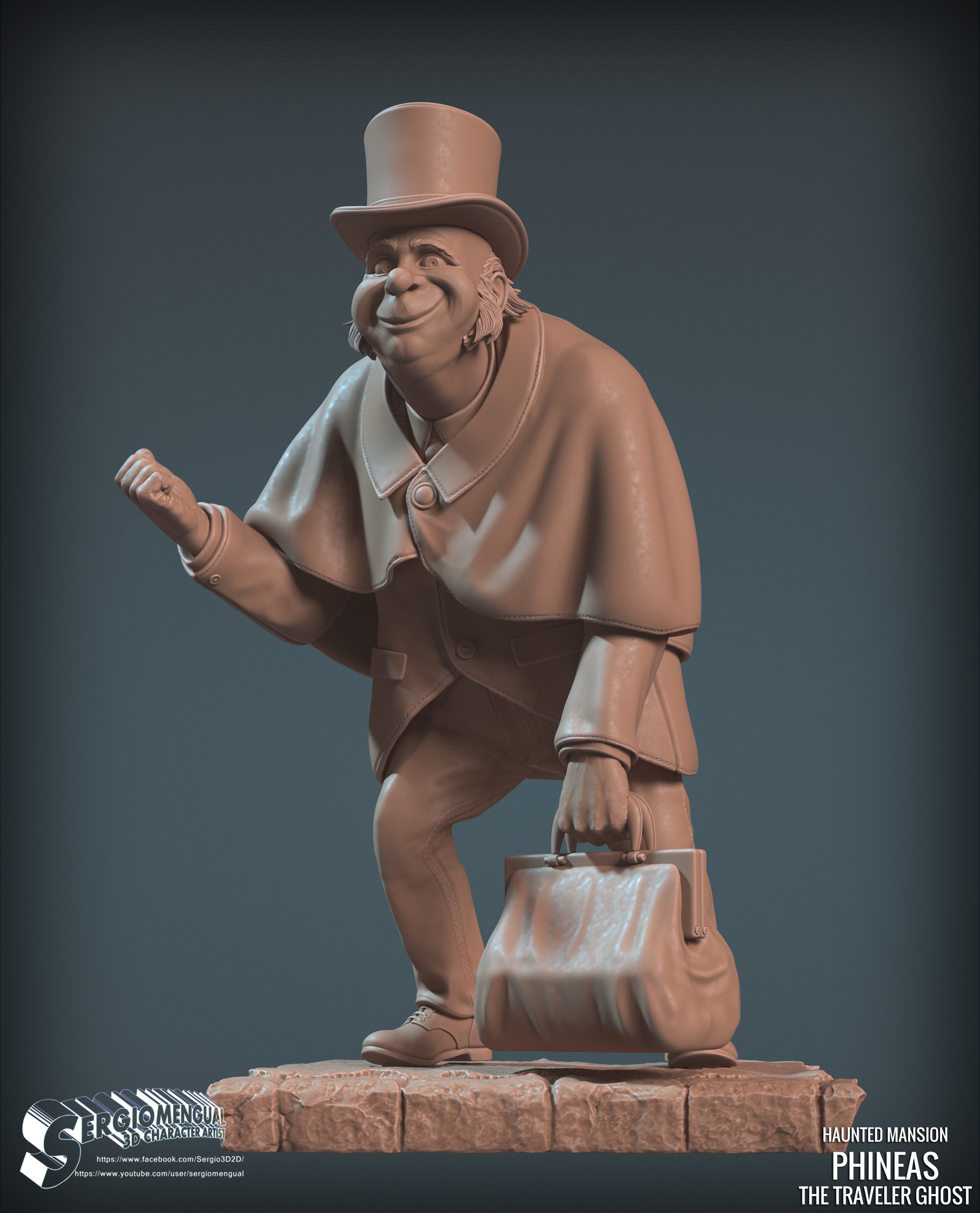 Haunted Mansion Phineas The Traveler Ghost 3D Printable Sculpt 3D print model_1
