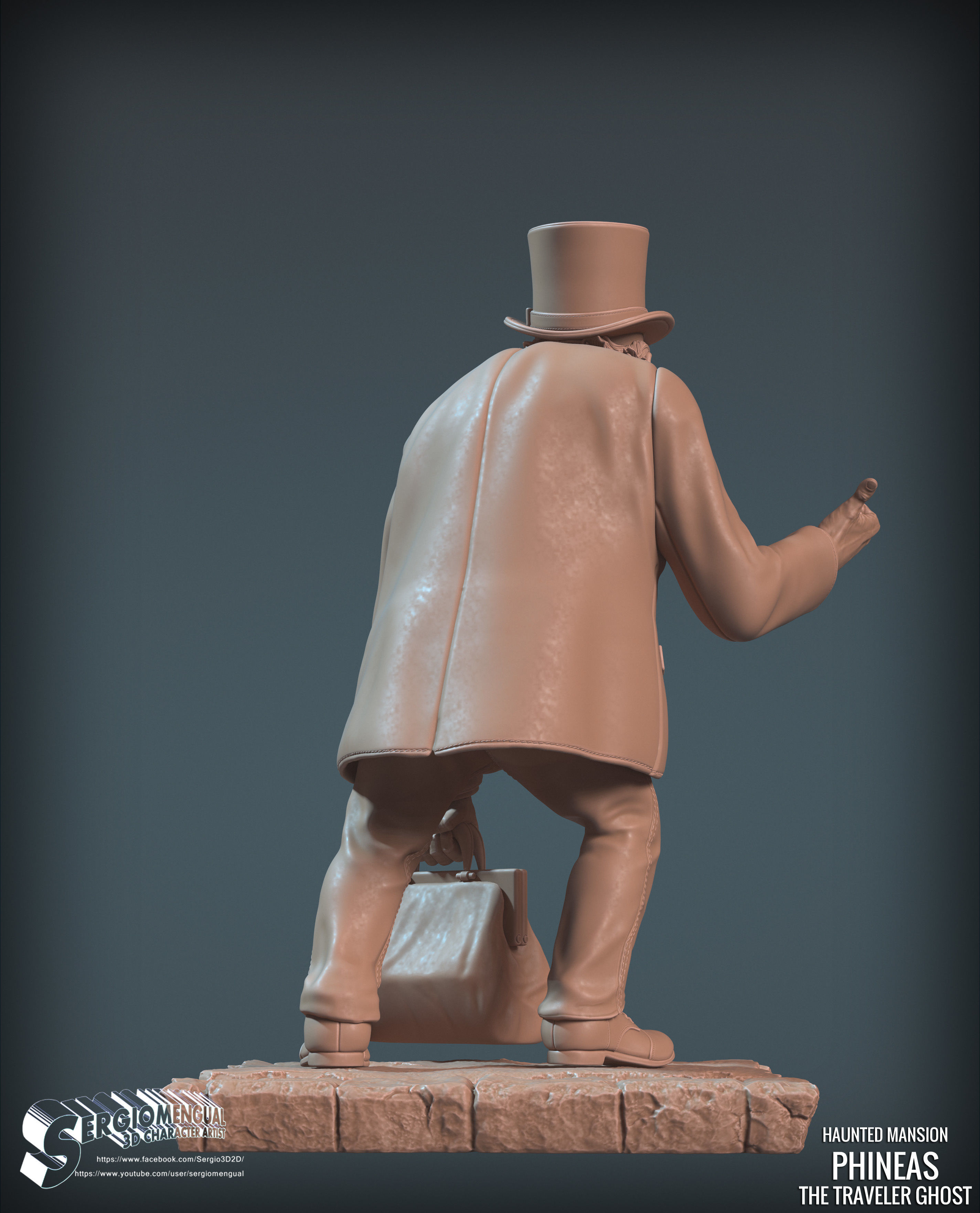 Haunted Mansion Phineas The Traveler Ghost 3D Printable Sculpt 3D print model_14