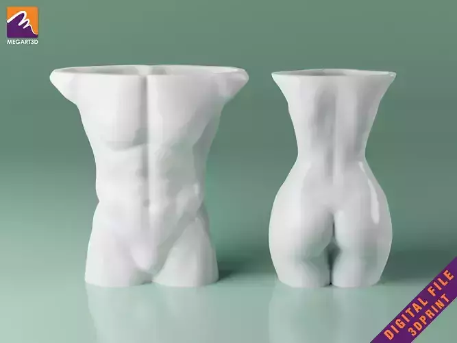Body flower Pot - 2 Pots for plant holder home decoration 3D print model