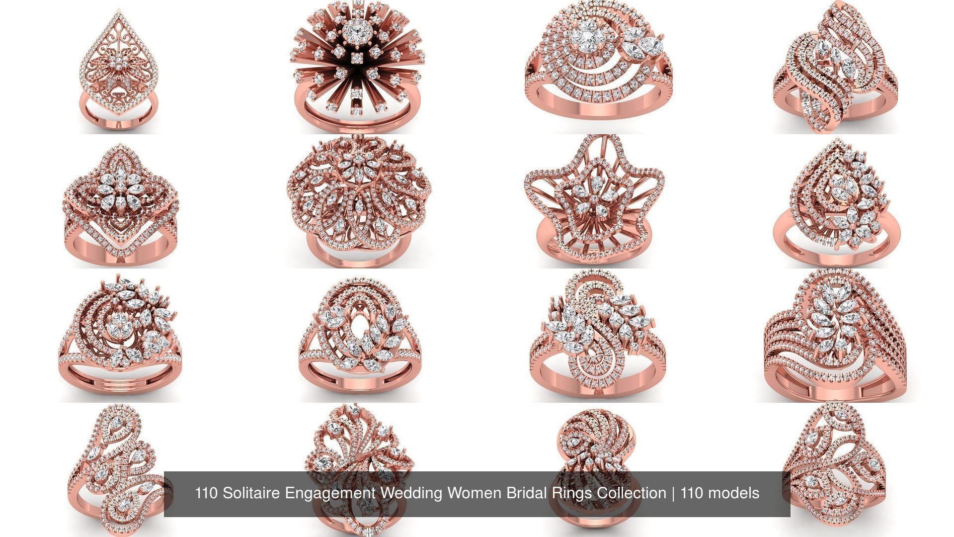 110 Solitaire Engagement Wedding Women Bridal Rings Collection _2