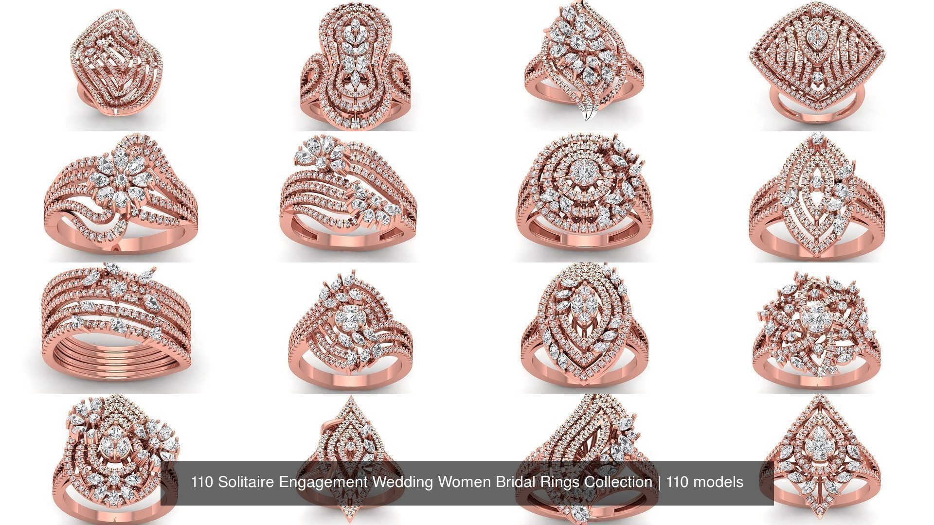 110 Solitaire Engagement Wedding Women Bridal Rings Collection _4