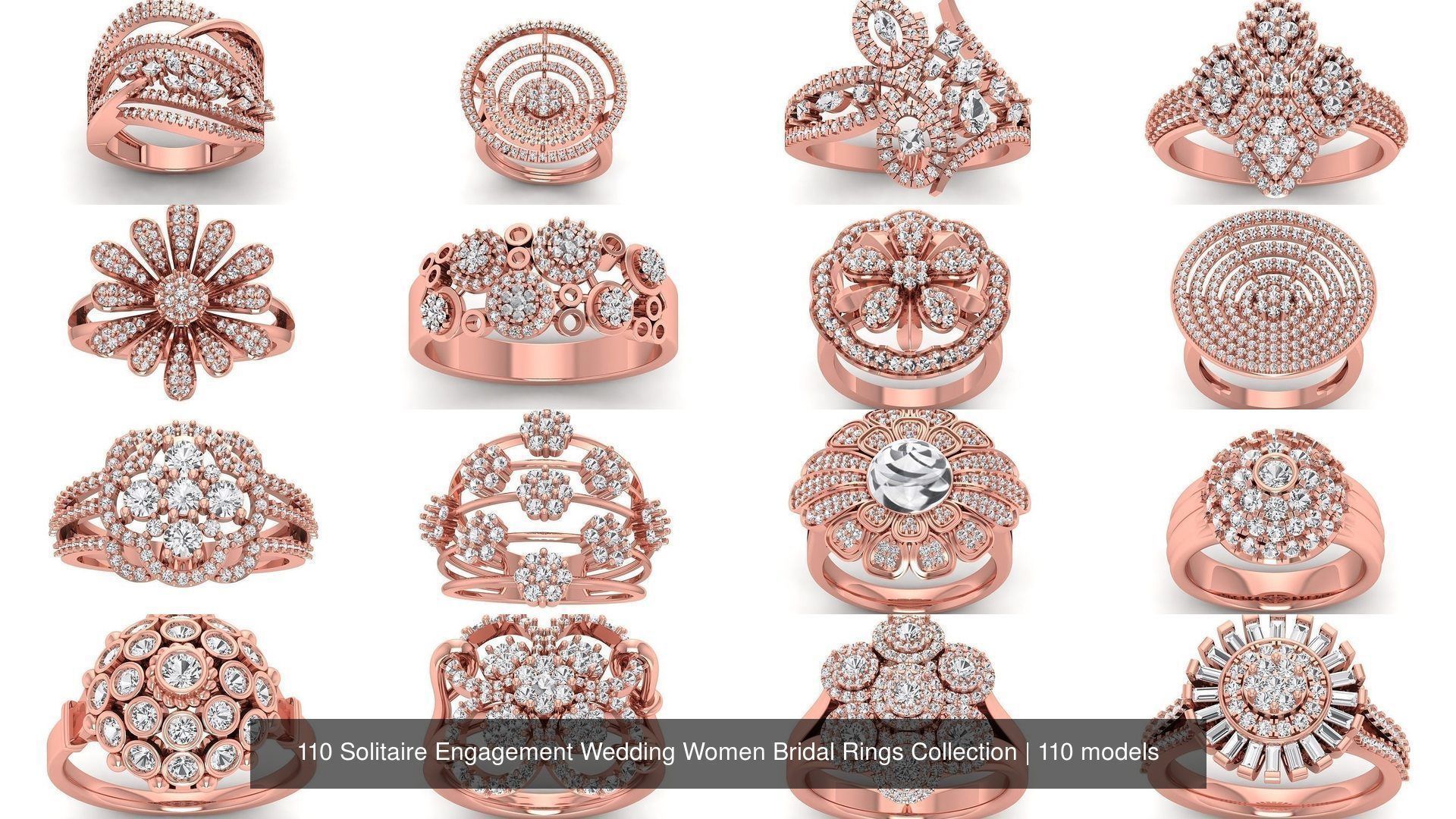 110 Solitaire Engagement Wedding Women Bridal Rings Collection _8