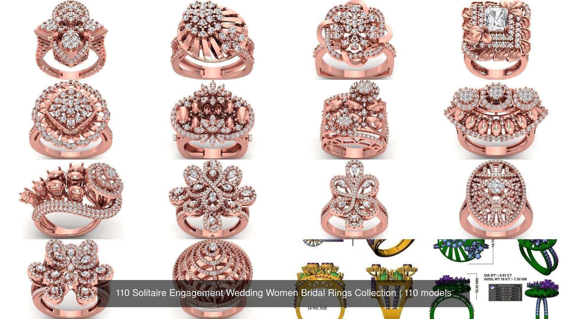 110 Solitaire Engagement Wedding Women Bridal Rings Collection _12