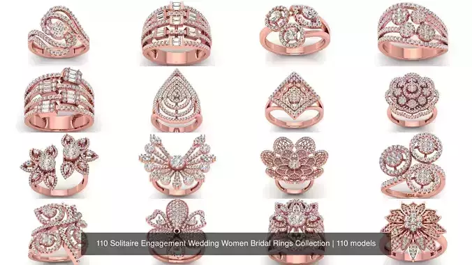 110 Solitaire Engagement Wedding Women Bridal Rings Collection 