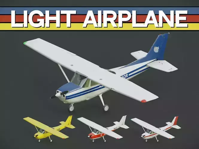 Light Airplane Low-poly 3D model