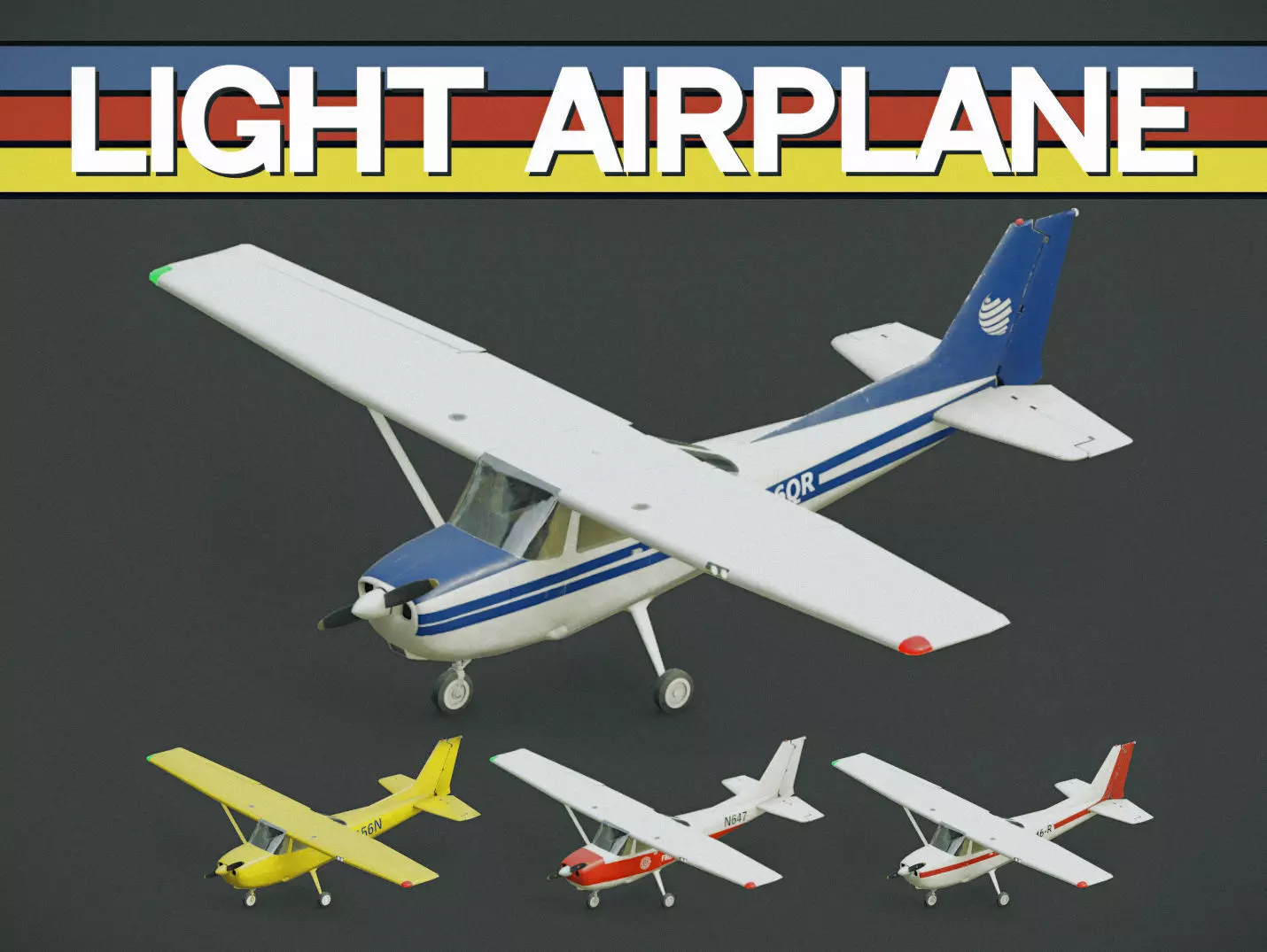 Light Airplane Low-poly 3D model_0