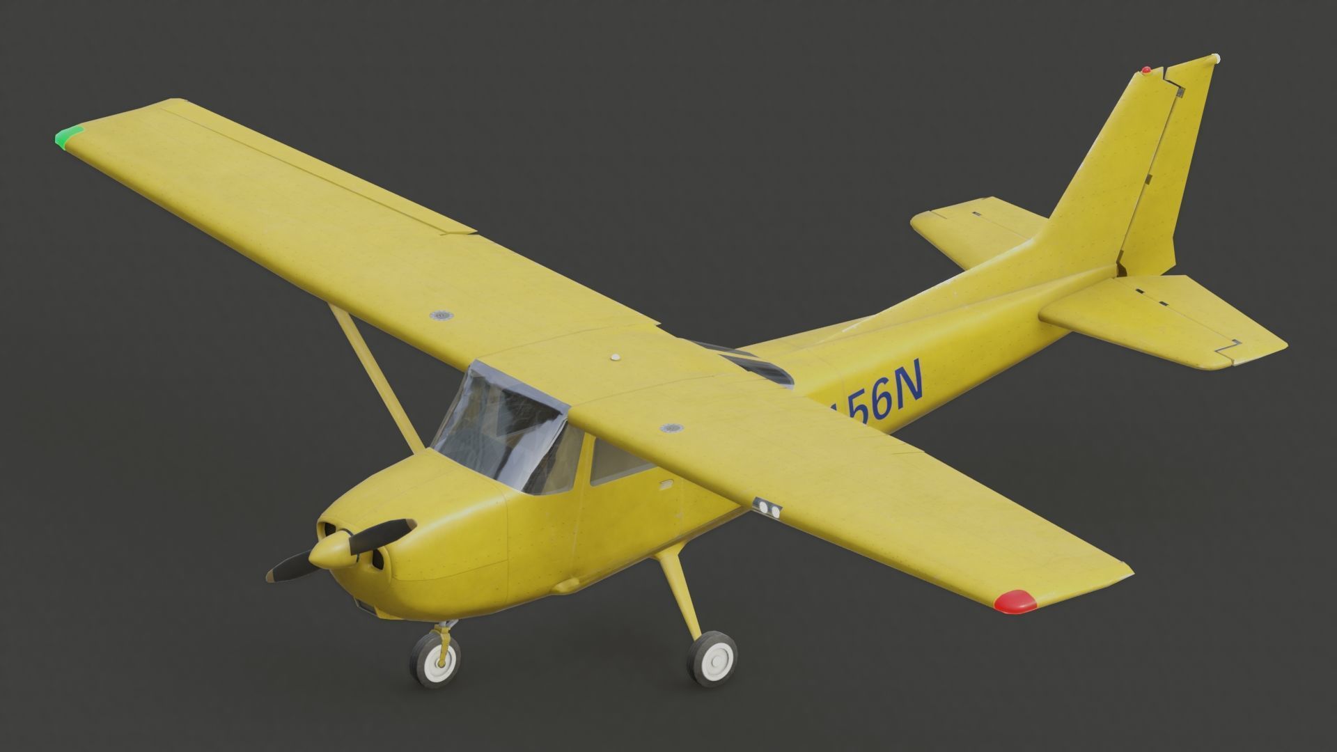 Light Airplane Low-poly 3D model_5