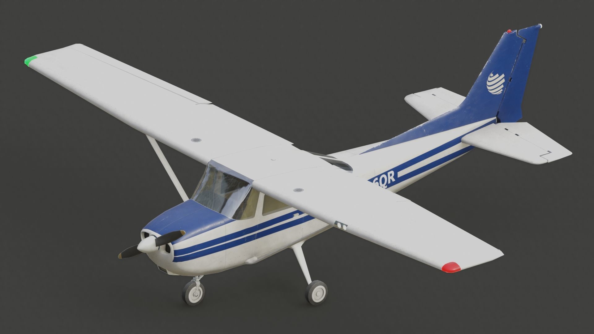 Light Airplane Low-poly 3D model_3
