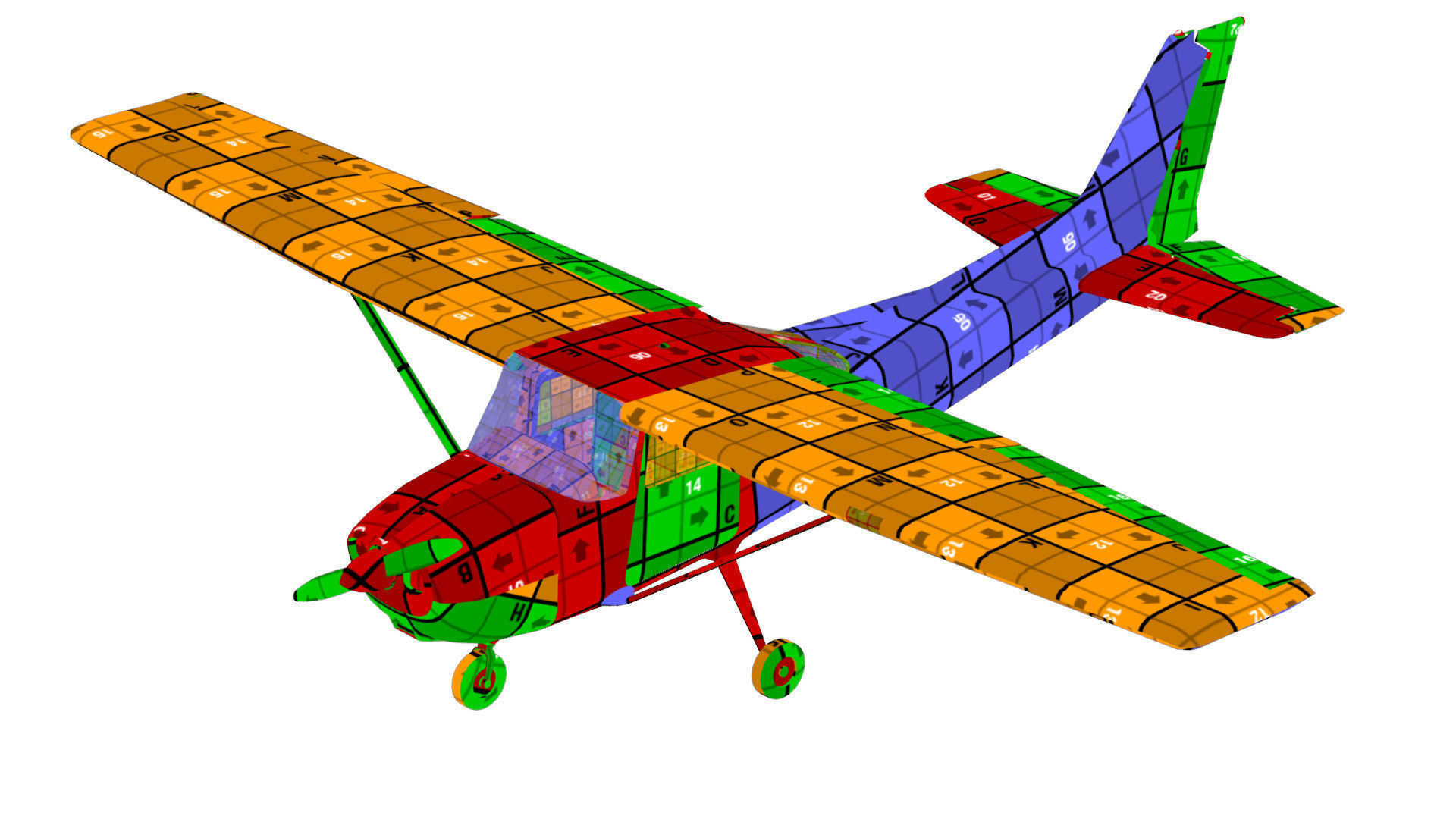 Light Airplane Low-poly 3D model_12