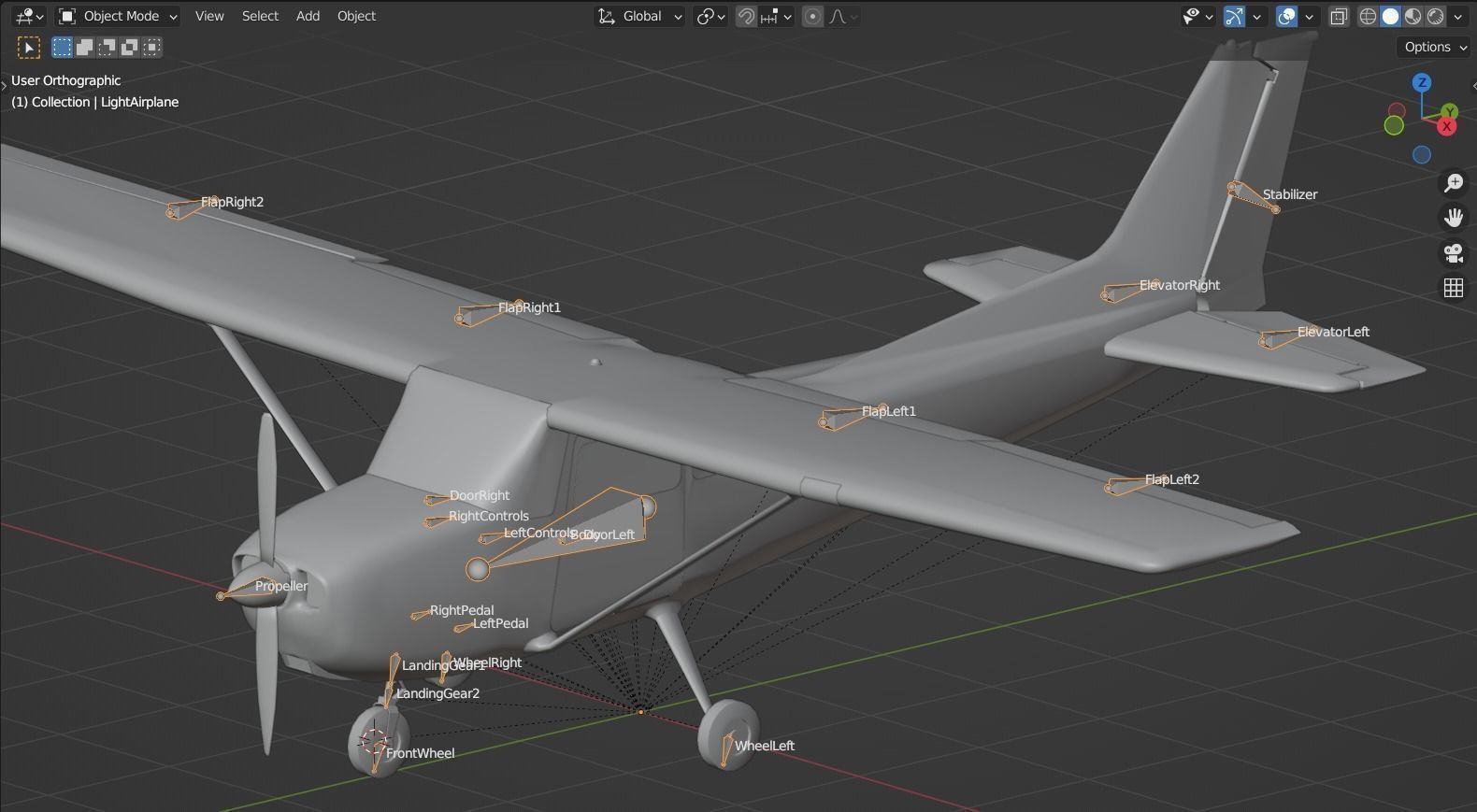 Light Airplane Low-poly 3D model_13
