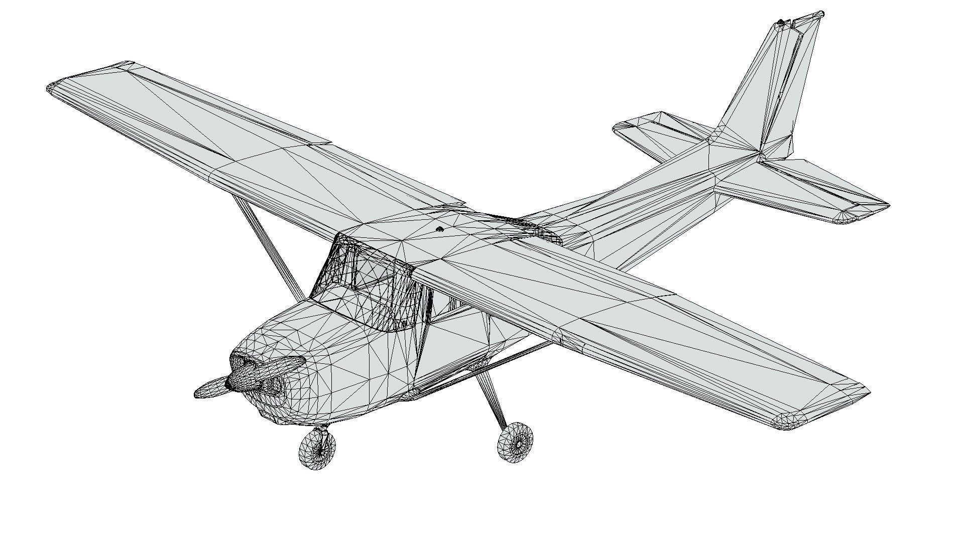Light Airplane Low-poly 3D model_11